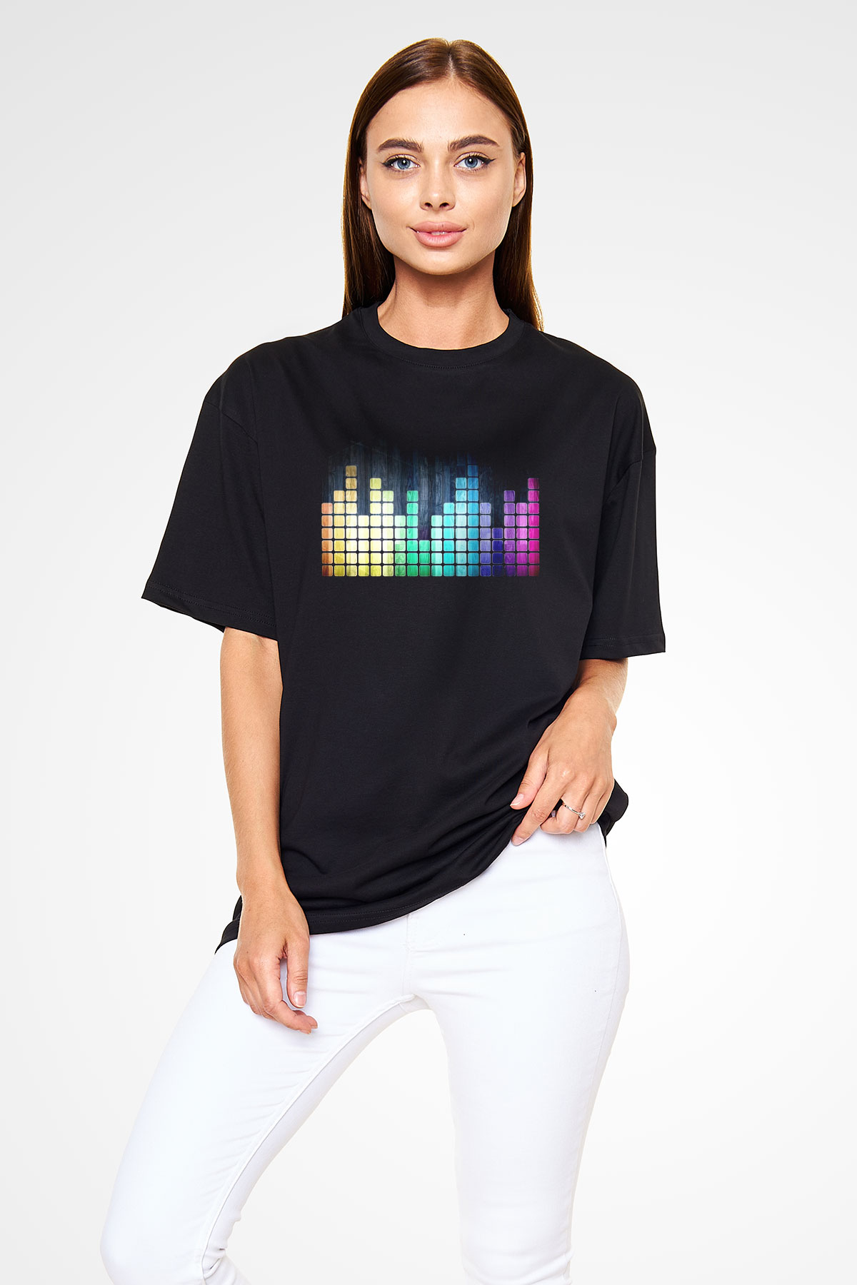 Tetris Siyah Oversize Tişört Oversize T-shirt