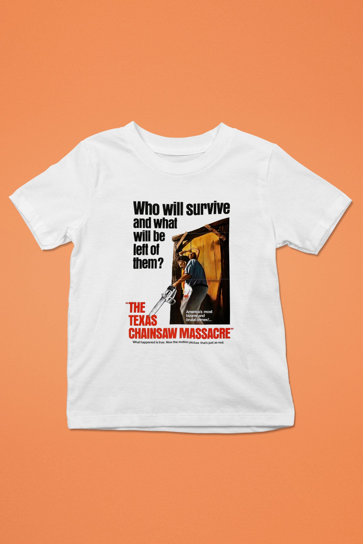Texas Chain Saw Massacre Baskılı Beyaz Unisex Çocuk Tişört