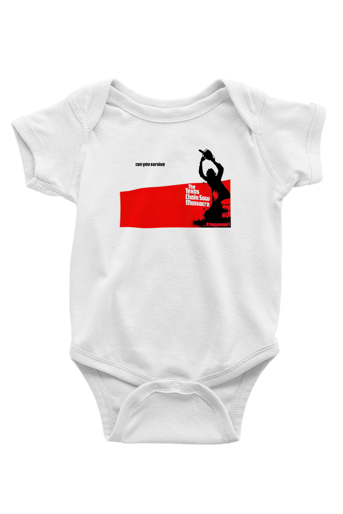 Texas Chain Saw Massacre Baskılı Beyaz Unisex Bebek Body - Zıbın