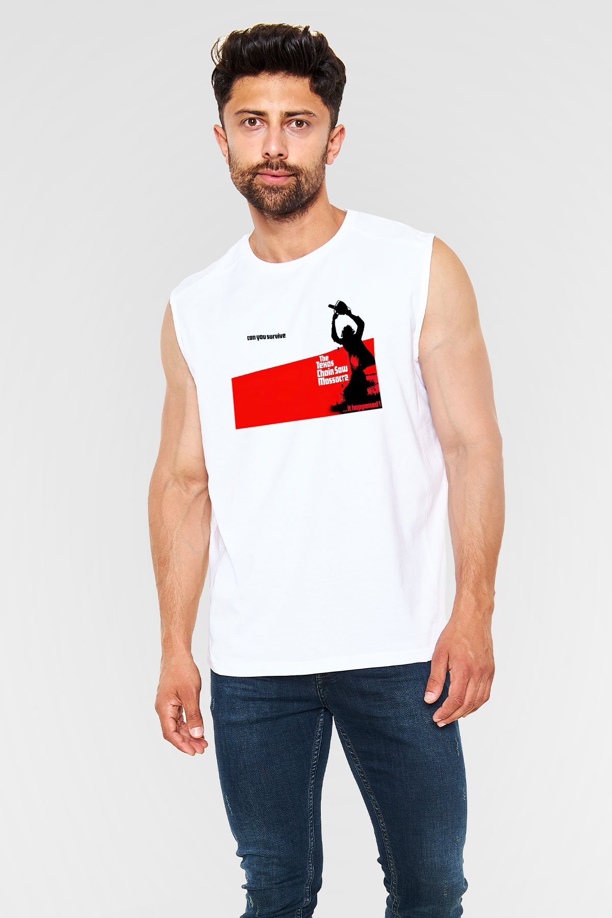 Texas Chain Saw Massacre Beyaz Unisex Kolsuz Tişört