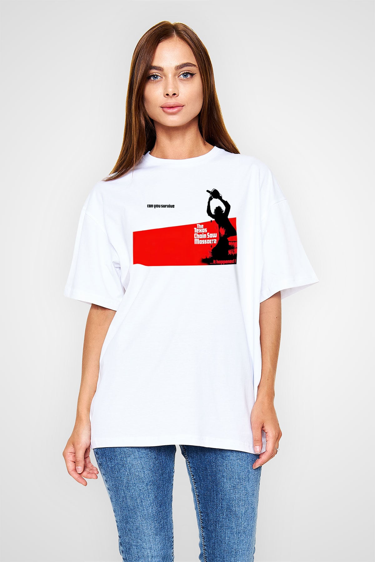 Texas Chain Saw Massacre Beyaz Unisex Oversize Tişört