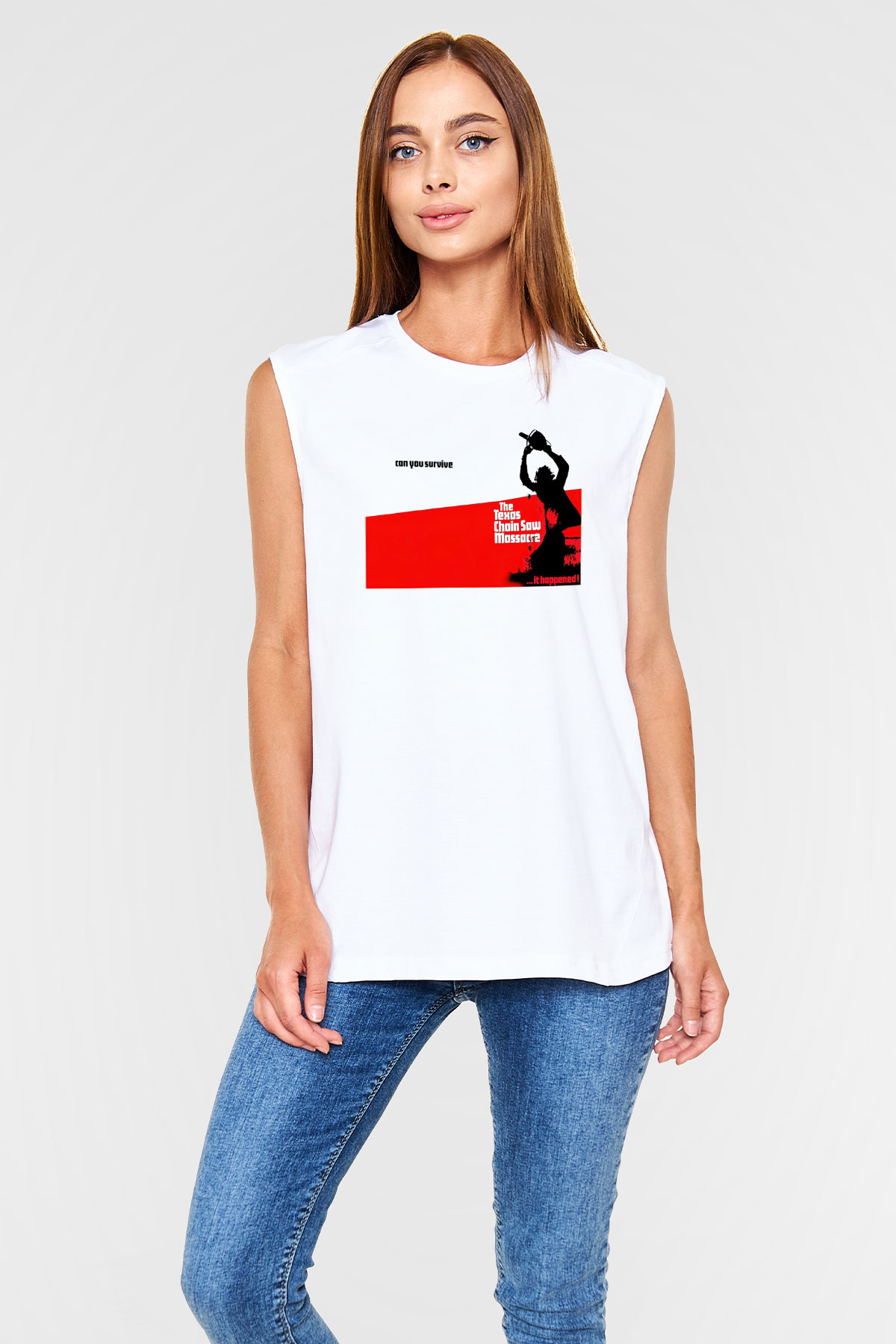 Texas Chain Saw Massacre Beyaz Unisex Kolsuz Tişört