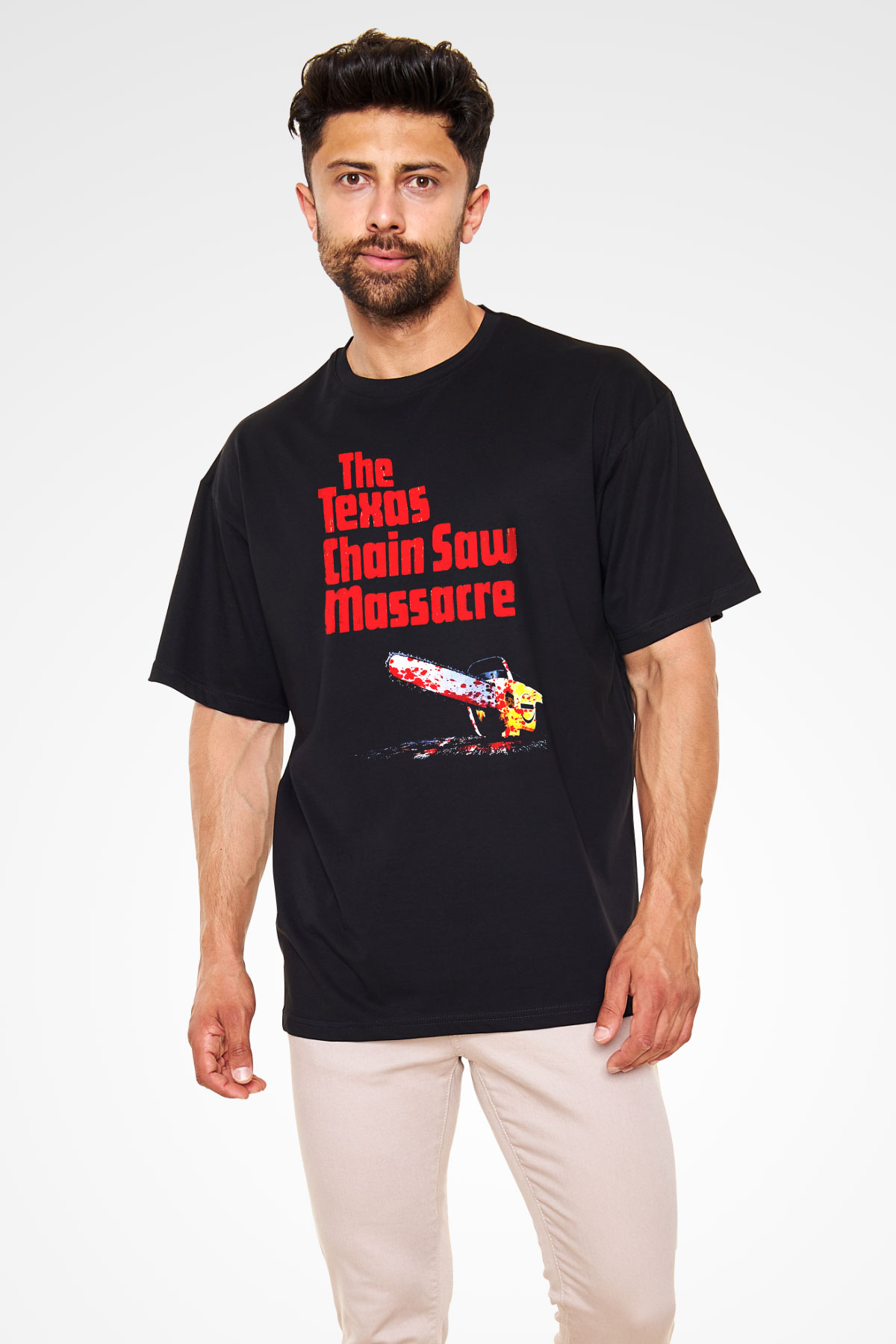 Texas Chain Saw Massacre Siyah Unisex Oversize Tişört