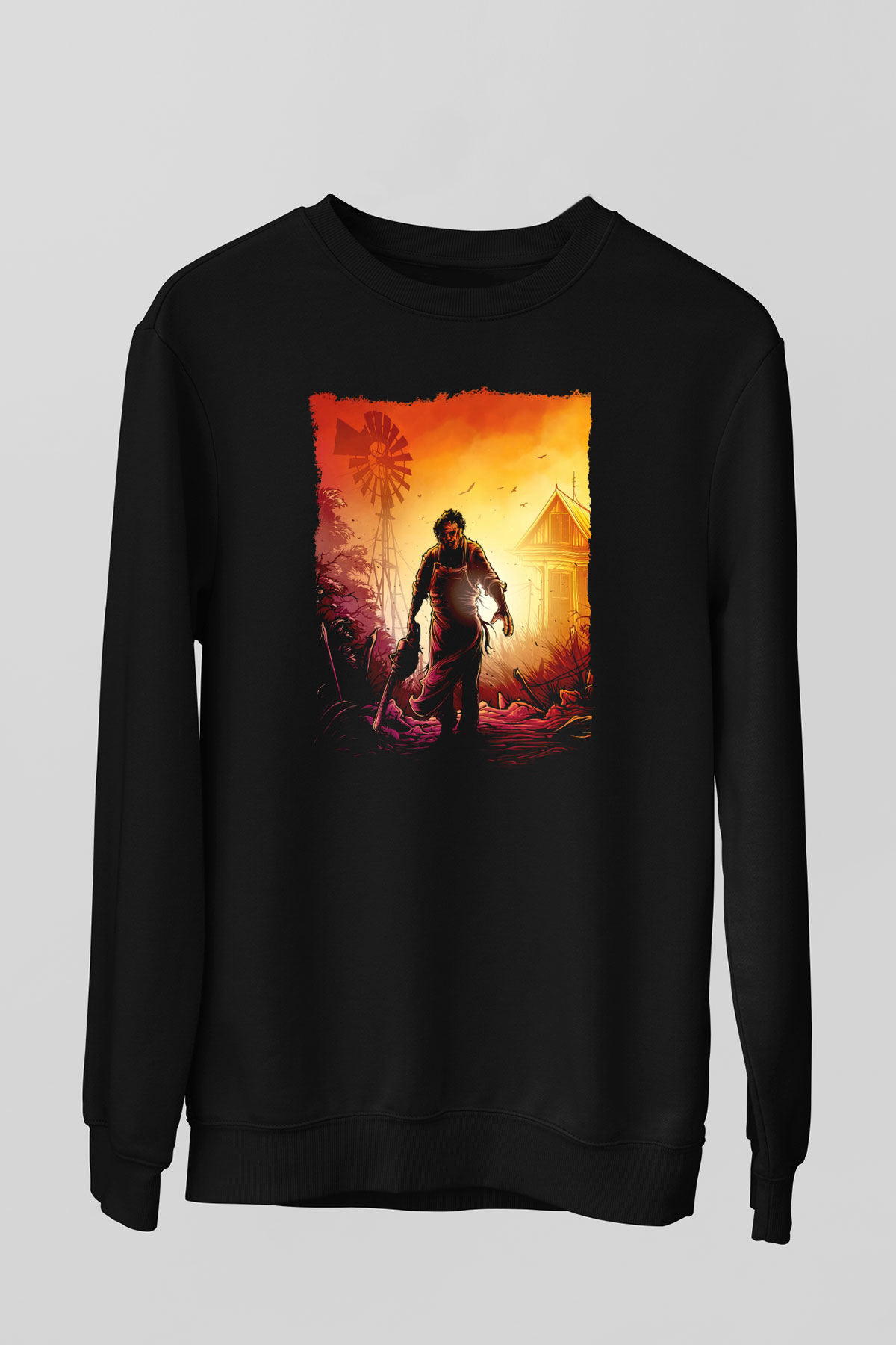 Texas Chain Saw Massacre Siyah Unisex  Sweatshirt