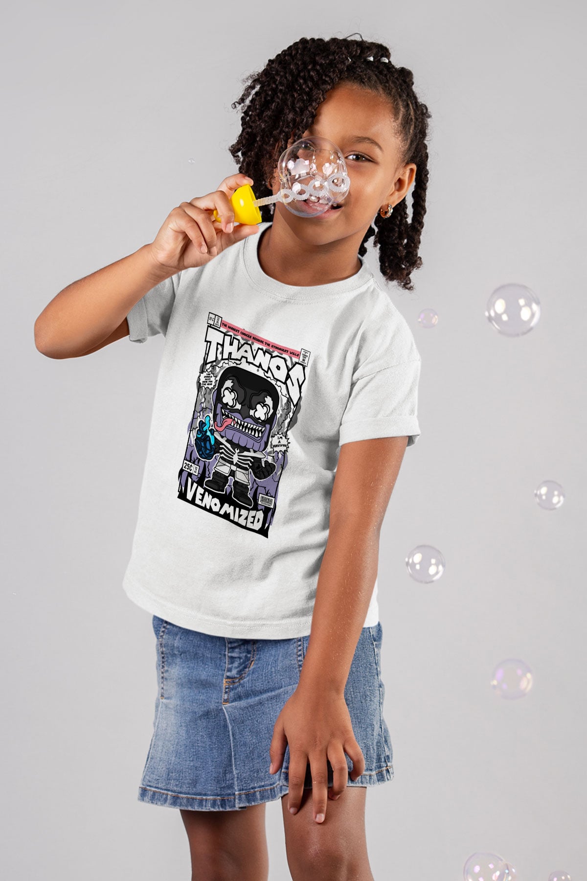 Thanos Venomized Baskılı Unisex Beyaz Çocuk Tişört