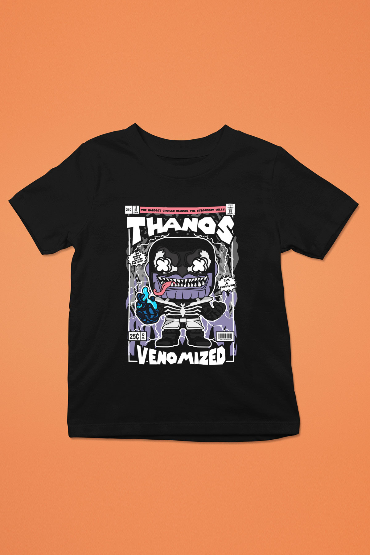 Thanos Venomized Baskılı Unisex Siyah Çocuk Tişört