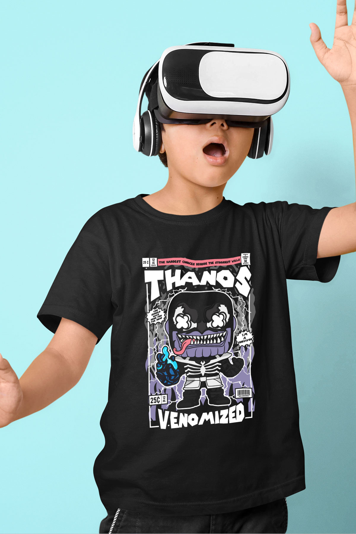 Thanos Venomized Baskılı Unisex Siyah Çocuk Tişört