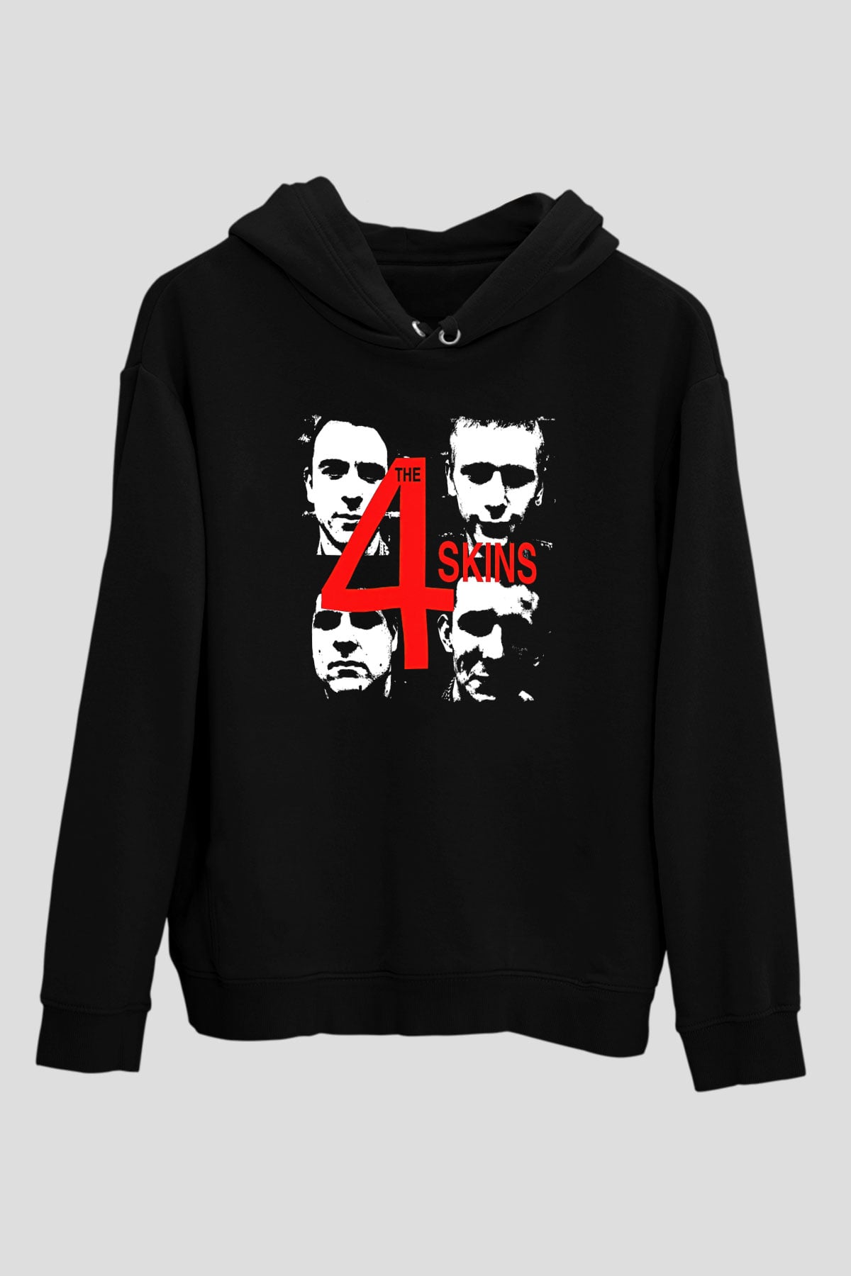 The 4 Skins Baskılı Unisex Siyah Kapüşonlu Sweatshirt