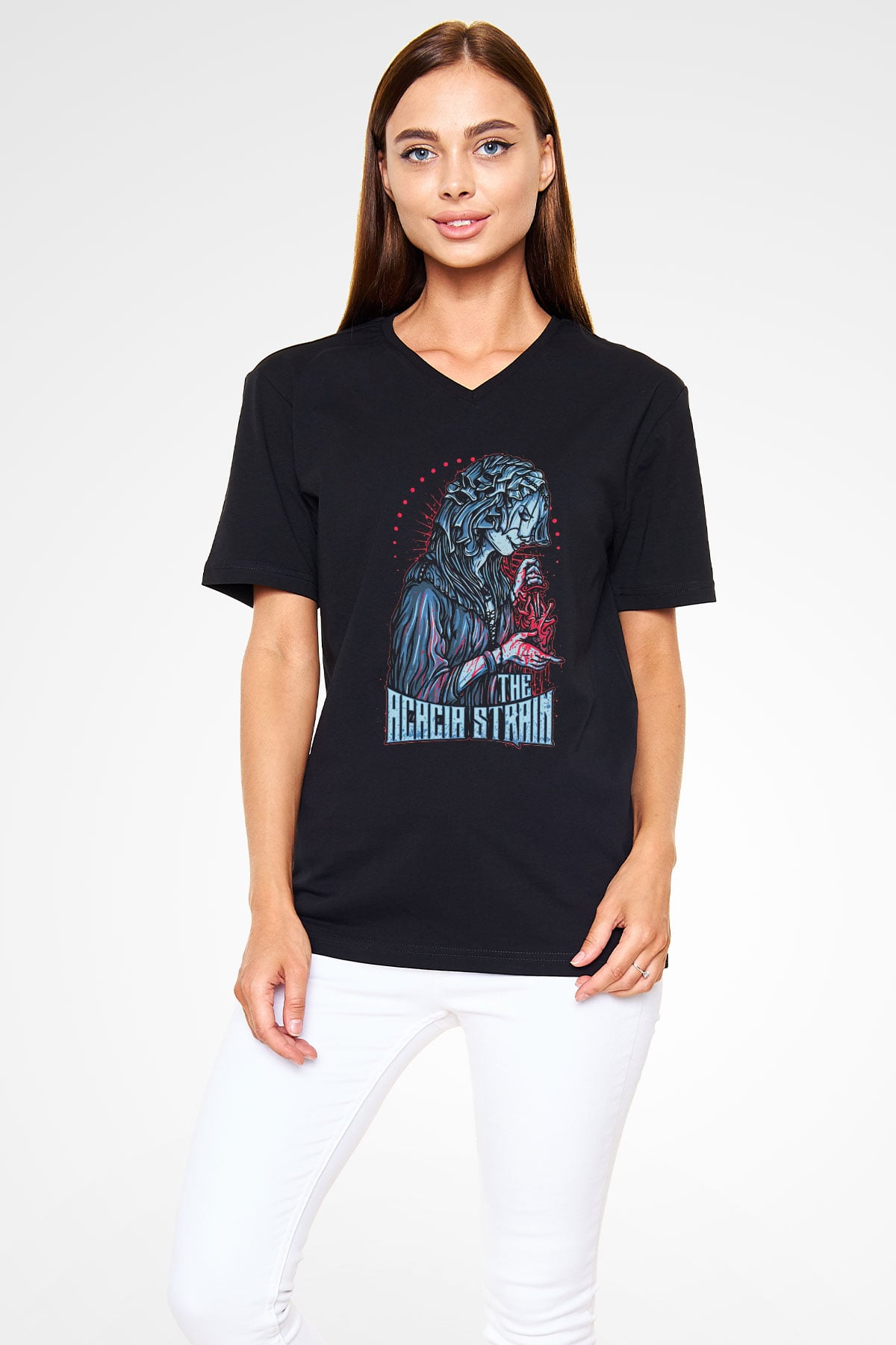 The Acacia Strain Siyah Unisex V Yaka Tişört T-Shirt