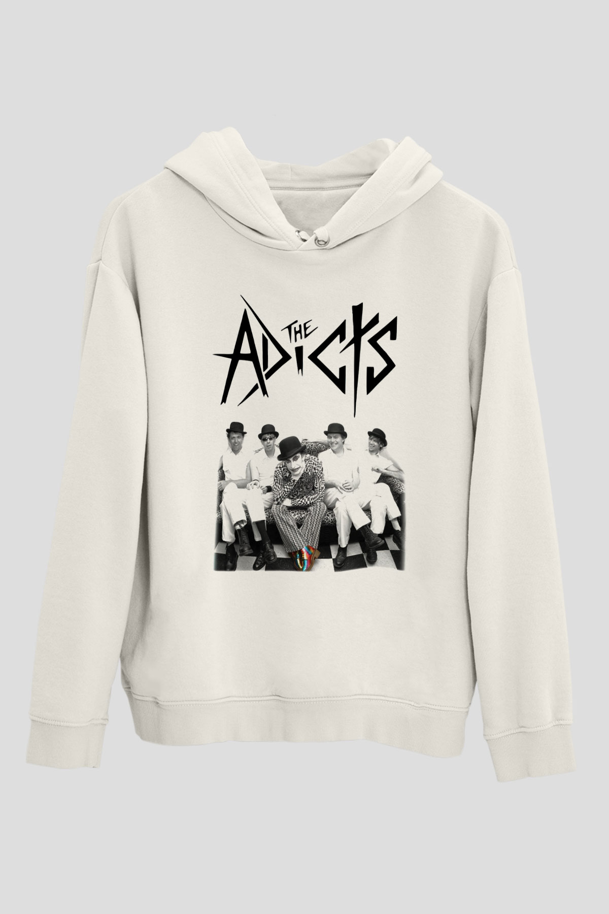 The Adicts Beyaz Unisex Kapşonlu Sweatshirt