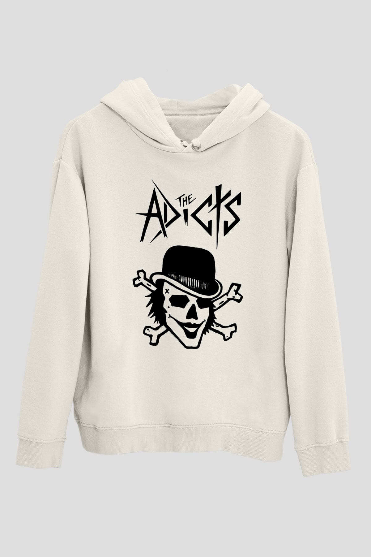 The Adicts Beyaz Unisex Kapşonlu Sweatshirt
