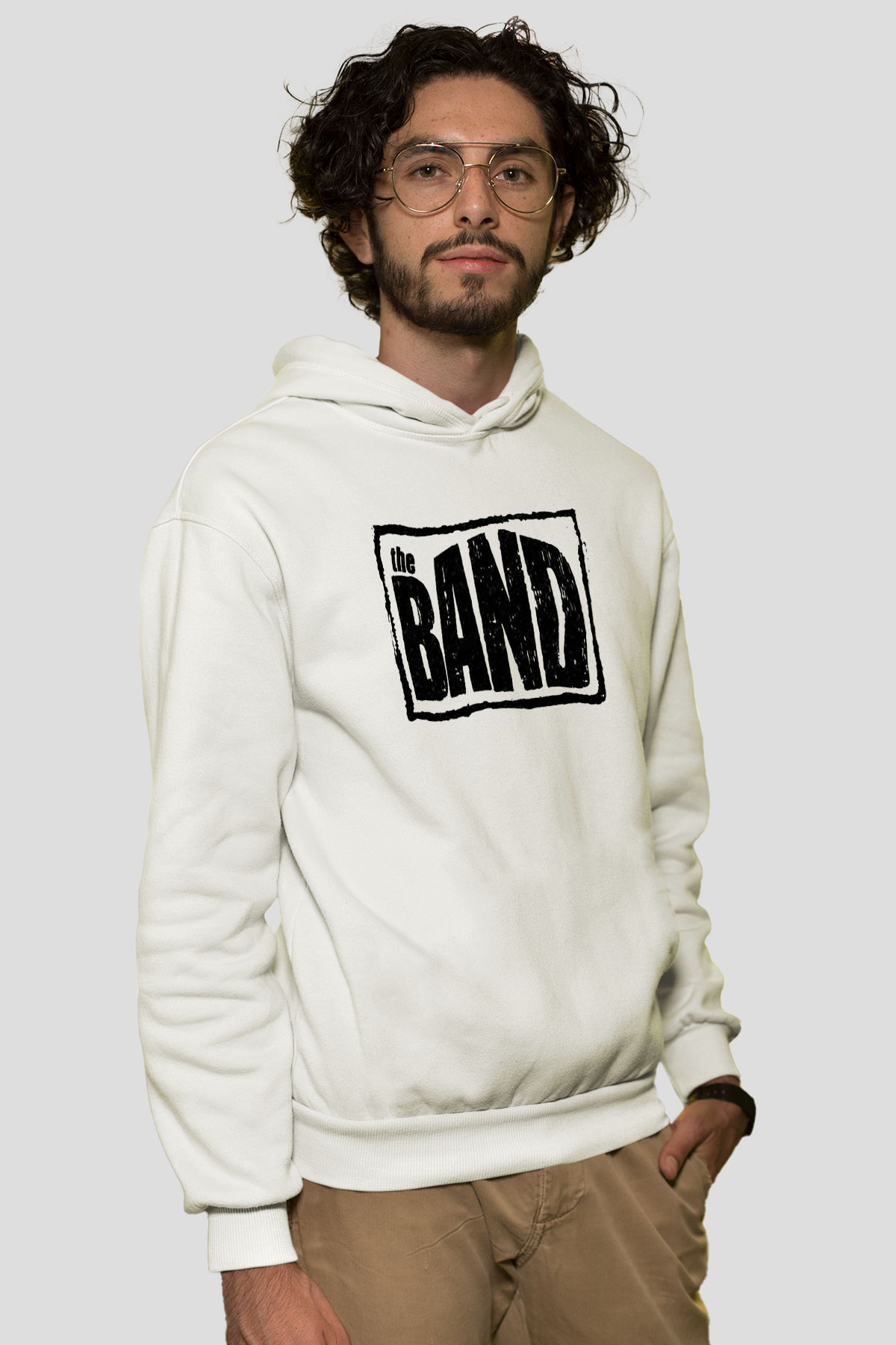 The Band Beyaz Unisex Kapşonlu Sweatshirt