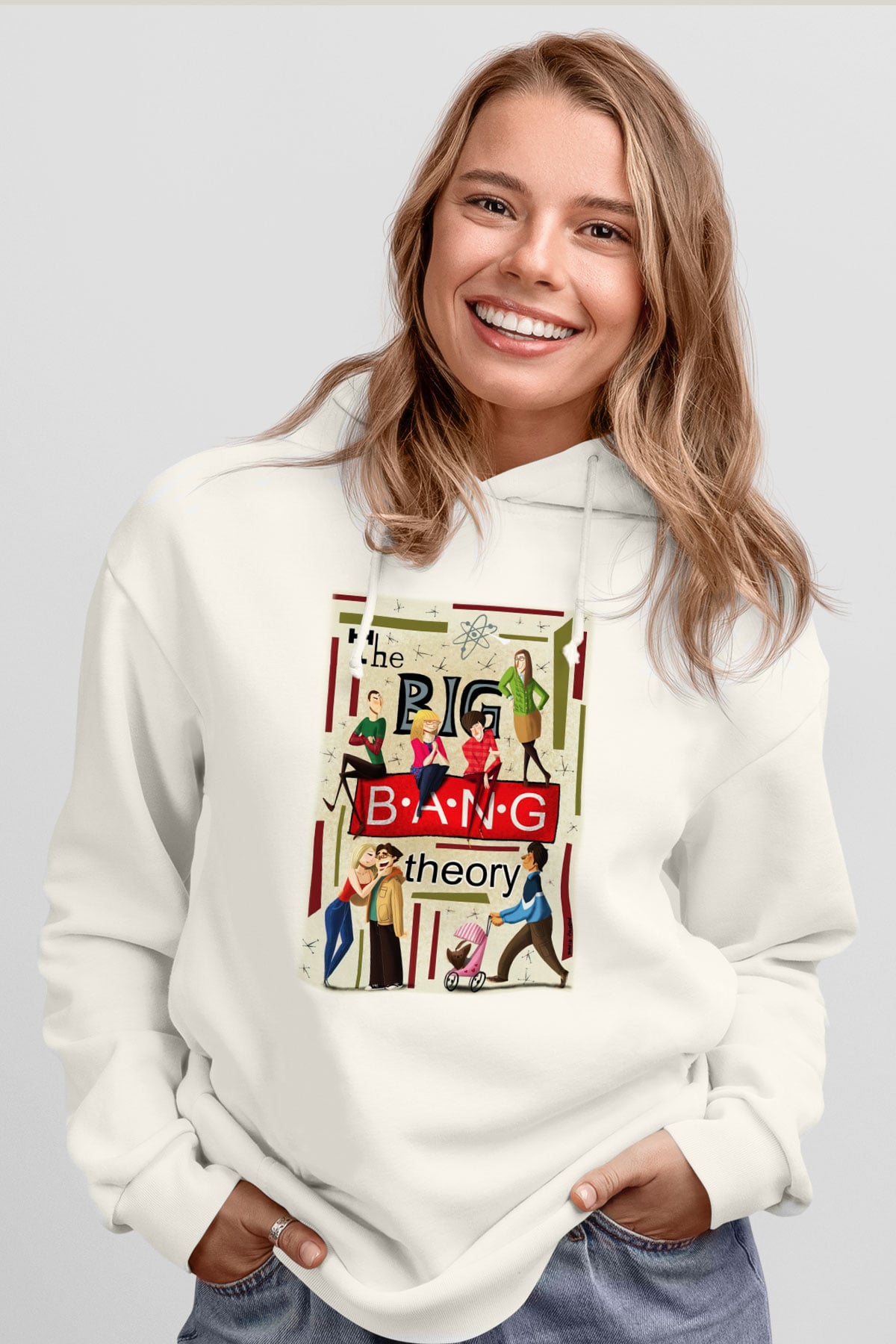 The Big Bang Theory Beyaz Unisex Kapşonlu Sweatshirt