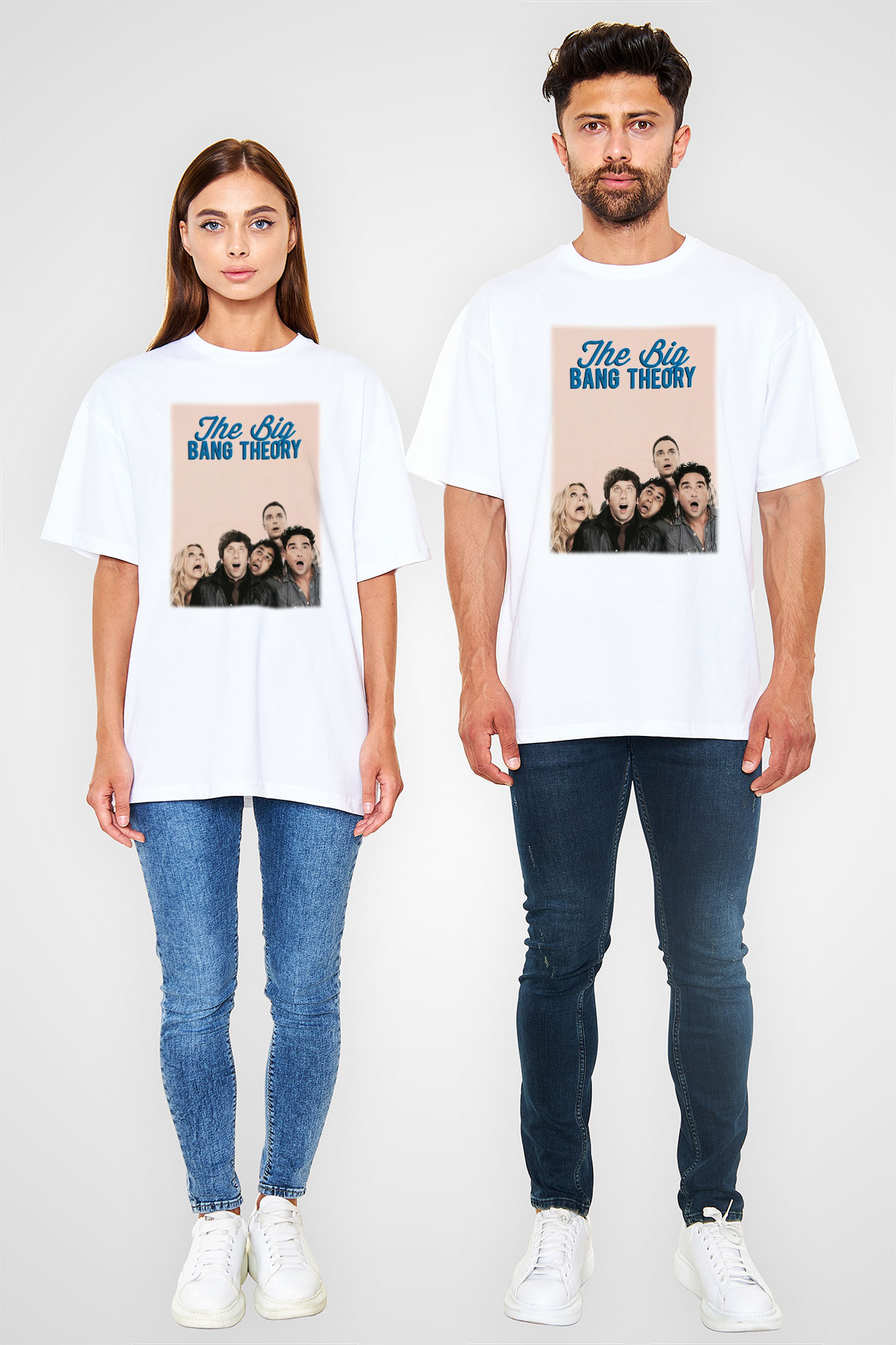 The Big Bang Theory Beyaz Unisex Oversize Tişört T-Shirt