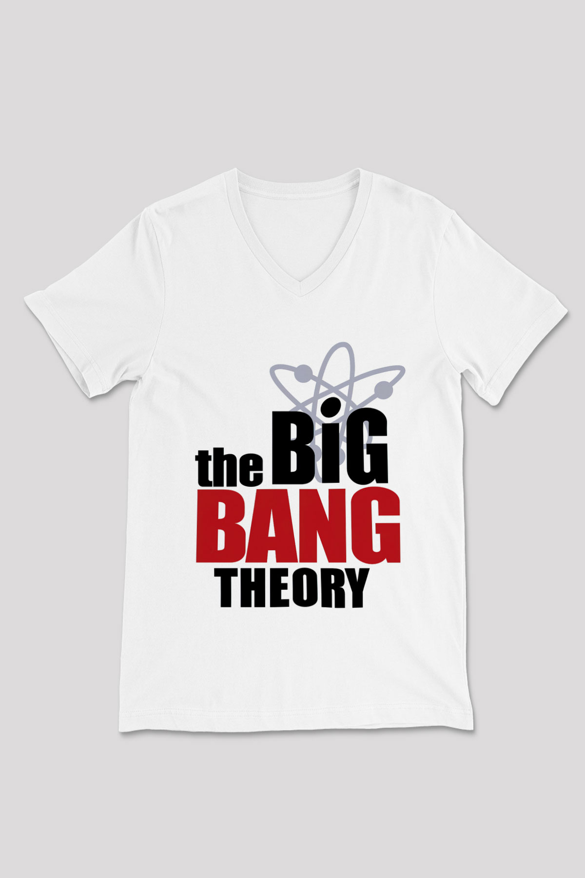 The Big Bang Theory Beyaz Unisex V Yaka Tişört T-Shirt