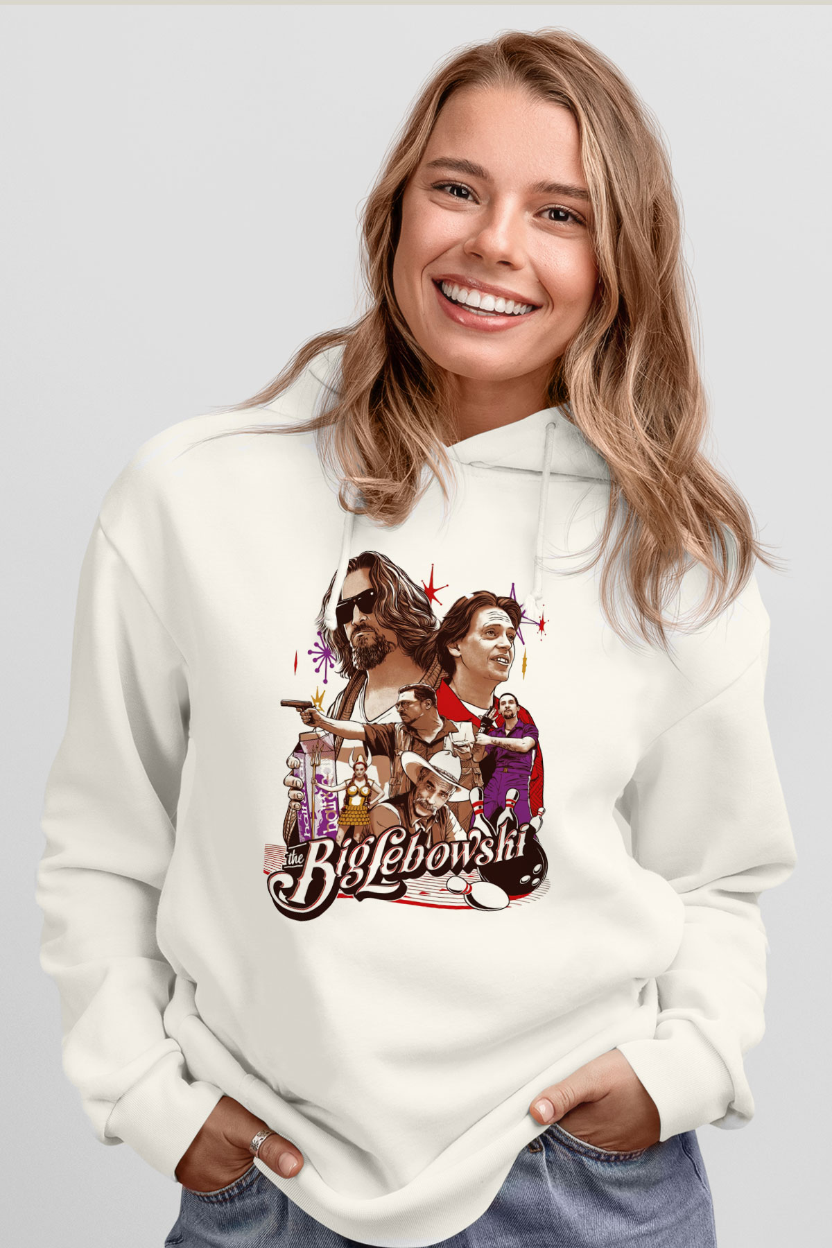 The Big Lebowski Büyük Lebowski Beyaz Unisex Kapşonlu Sweatshirt