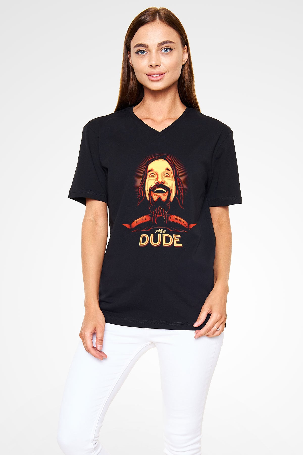The Big Lebowski Büyük Lebowski Siyah Unisex V Yaka Tişört