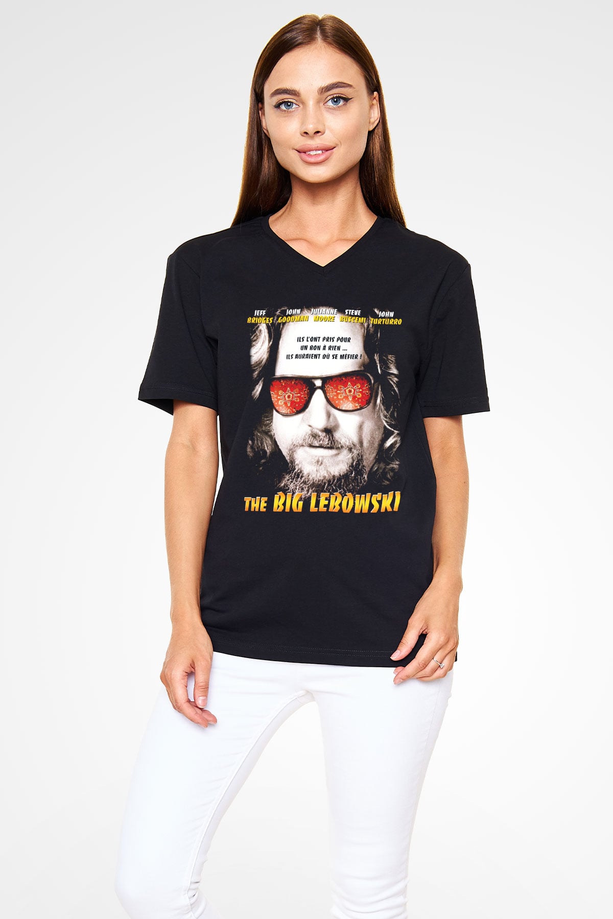 The Big Lebowski Büyük Lebowski Siyah Unisex V Yaka Tişört