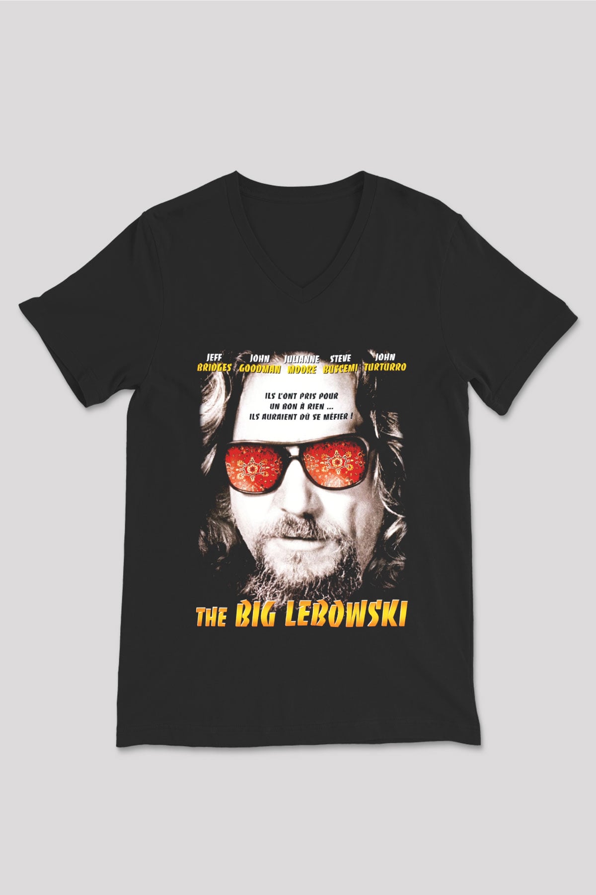 The Big Lebowski Büyük Lebowski Siyah Unisex V Yaka Tişört