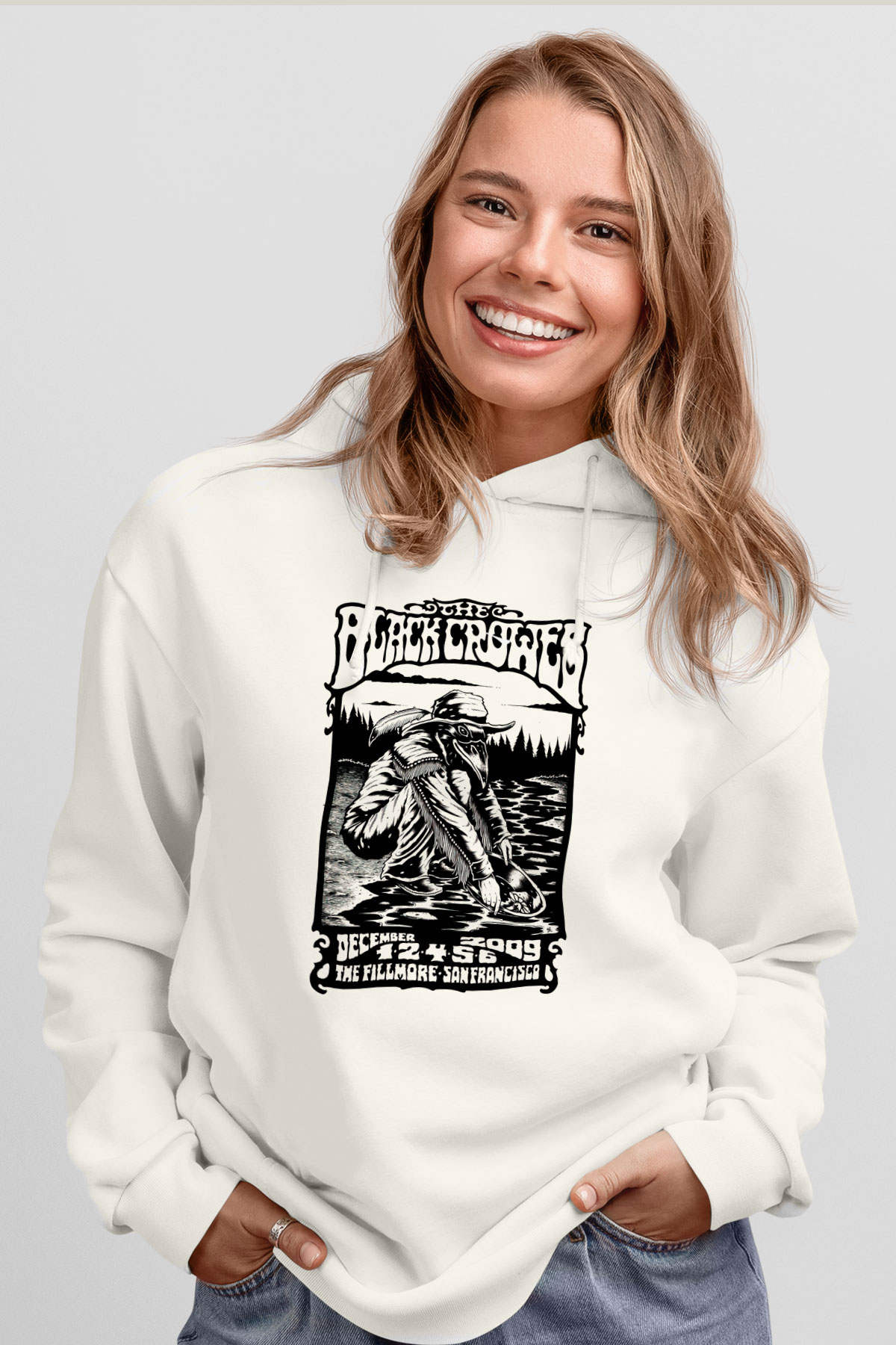 The Black Crowes Beyaz Unisex Kapşonlu Sweatshirt