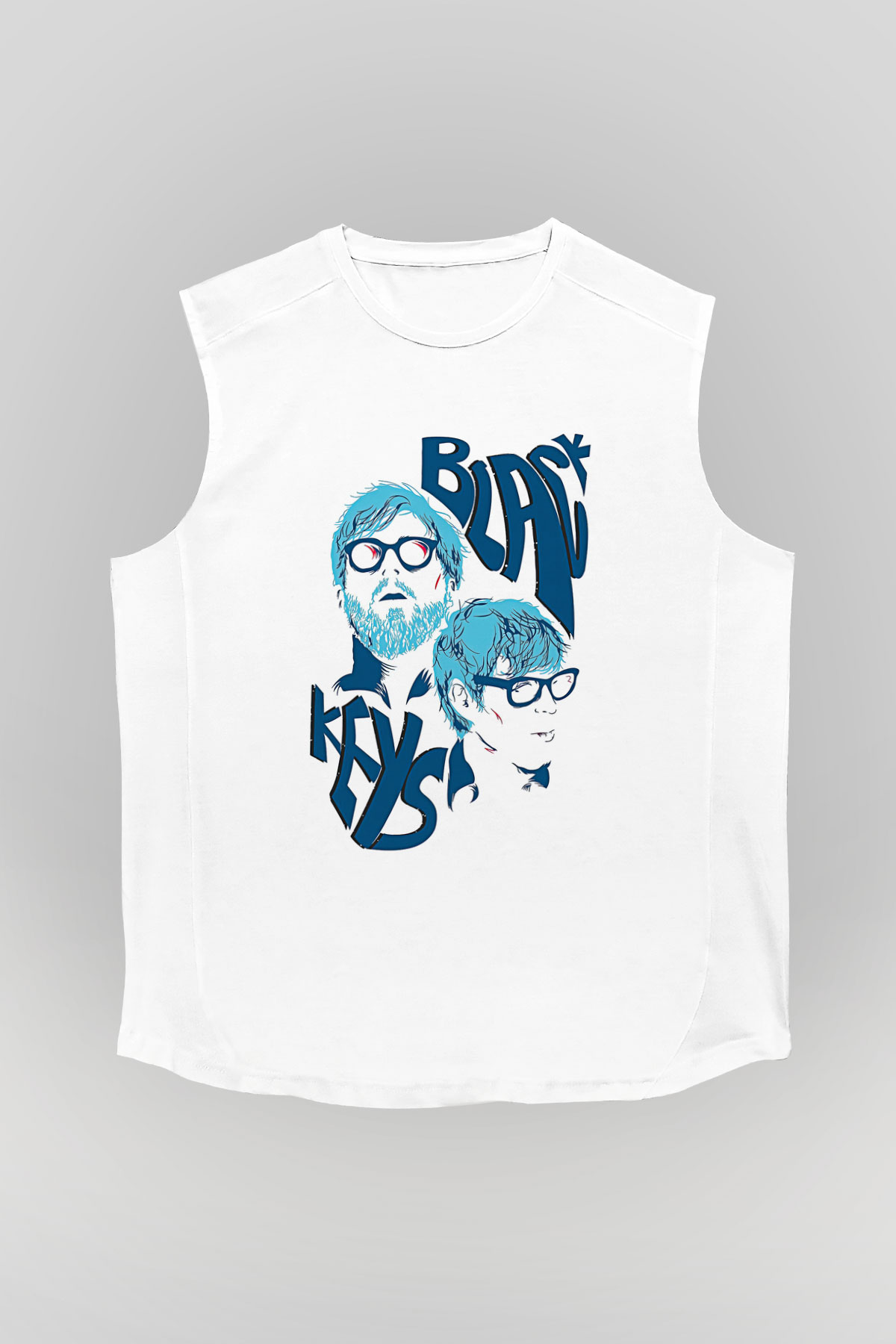 The Black Keys Baskılı Beyaz Unisex Kolsuz Tişört - Tshirt