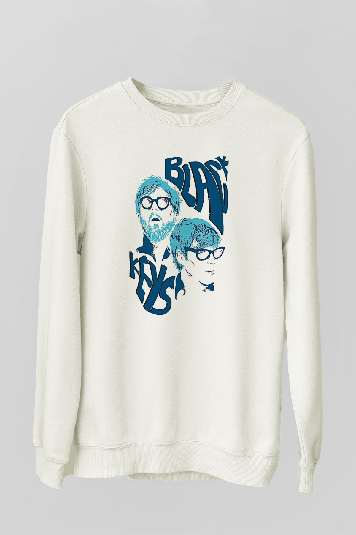 The Black Keys Baskılı Beyaz Unisex Sweatshirt