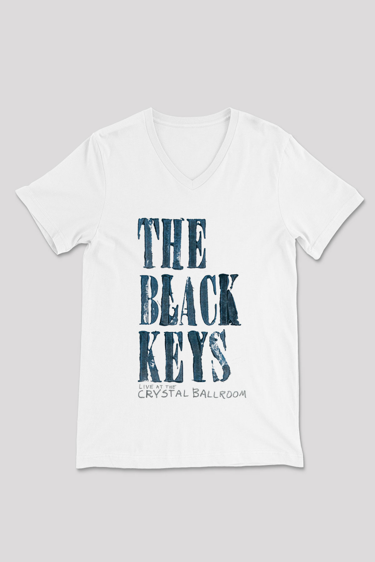 The Black Keys Baskılı Beyaz Unisex V Yaka Tişört - Tshirt