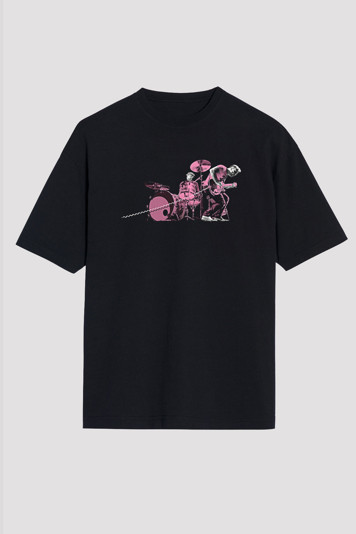 The Black Keys Baskılı Unisex Siyah Oversize Tişört - Tshirt