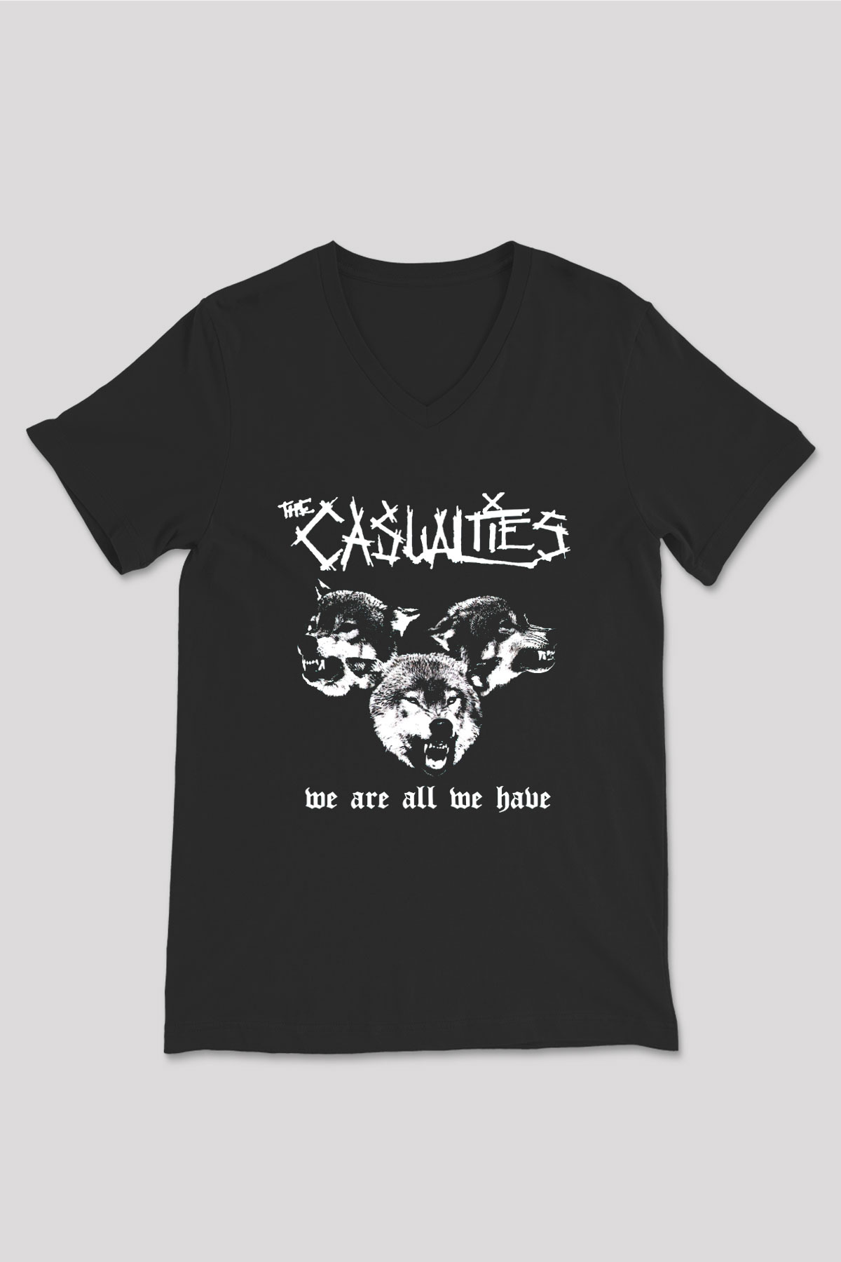 The Casualties Siyah Unisex V Yaka Tişört T-Shirt