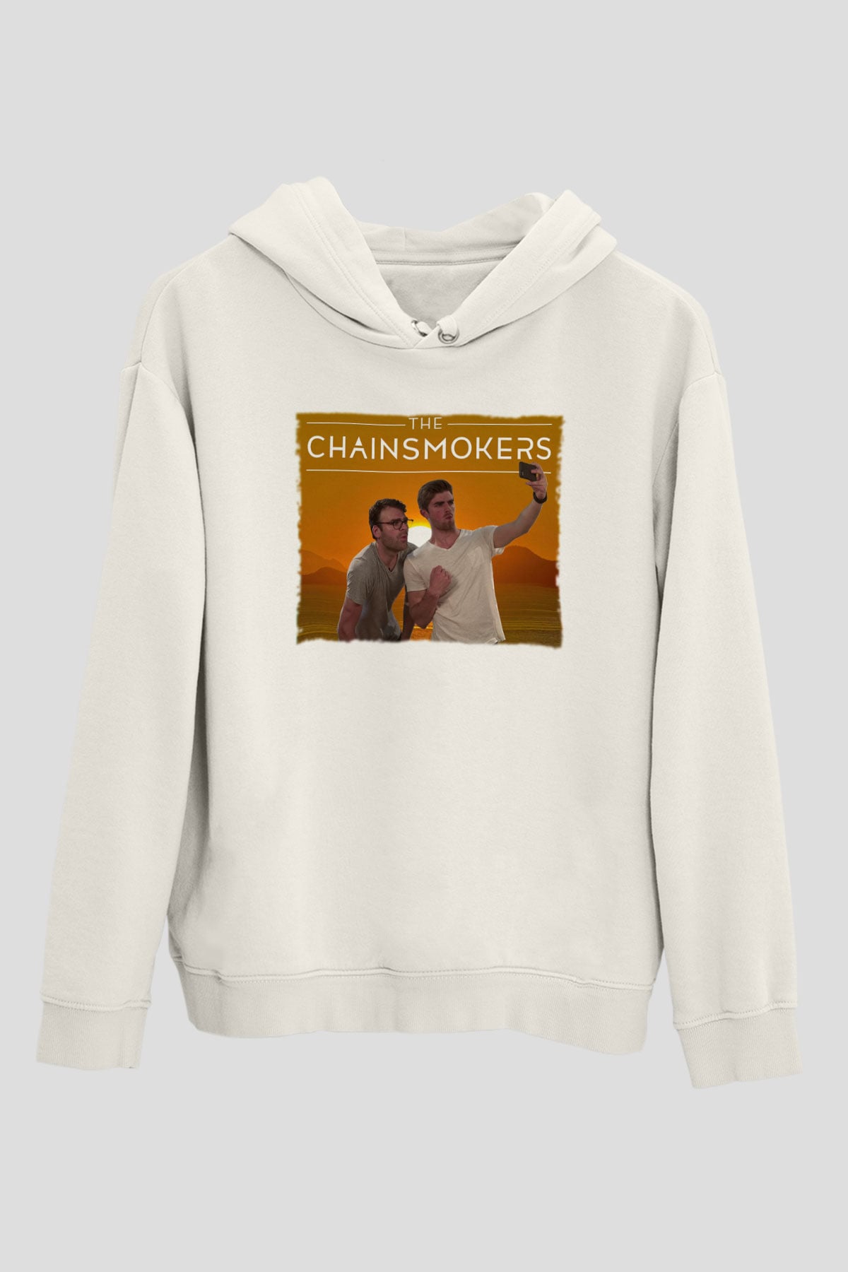 The Chainsmokers Beyaz Unisex Kapüşonlu Sweatshirt