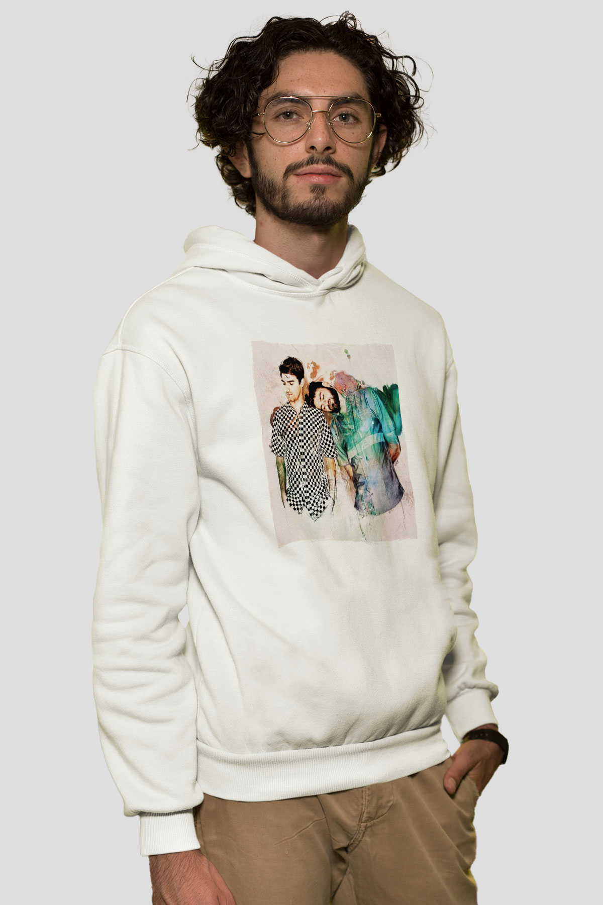 The Chainsmokers Beyaz Unisex Kapüşonlu Sweatshirt