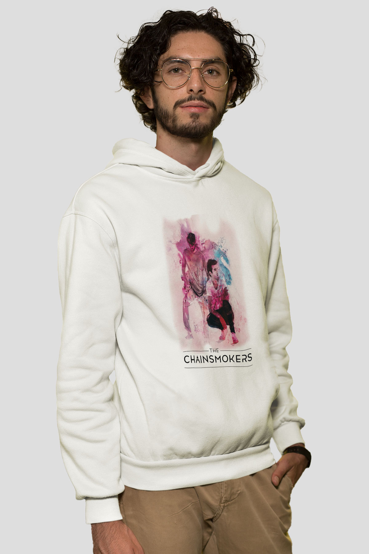 The Chainsmokers Beyaz Unisex Kapüşonlu Sweatshirt
