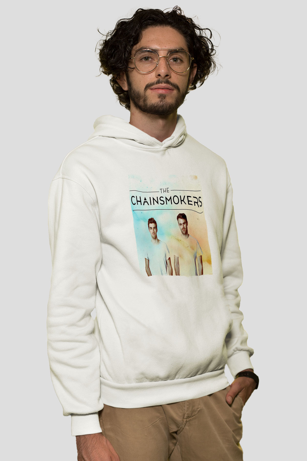 The Chainsmokers Beyaz Unisex Kapüşonlu Sweatshirt
