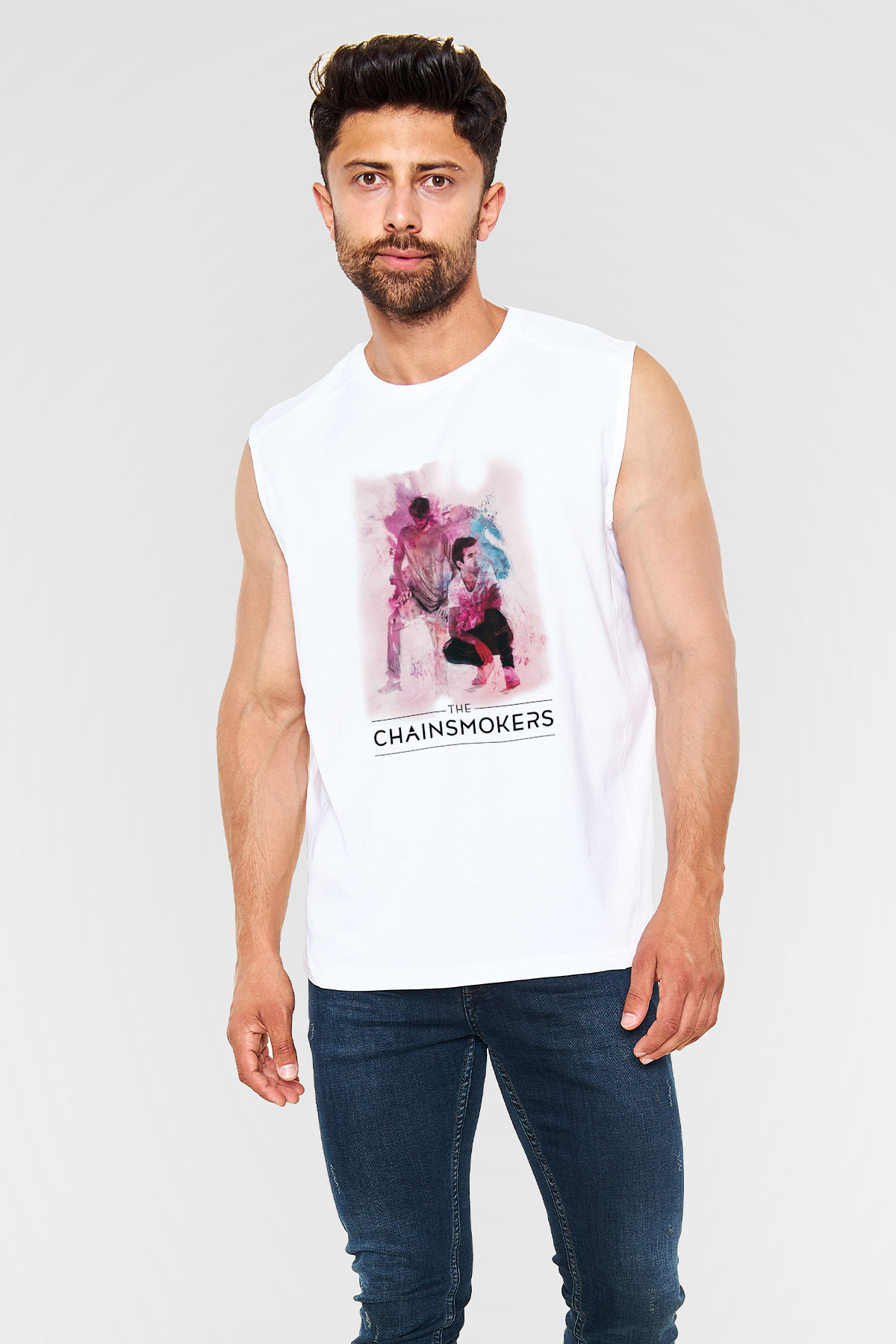 The Chainsmokers Beyaz Unisex Kolsuz Tişört