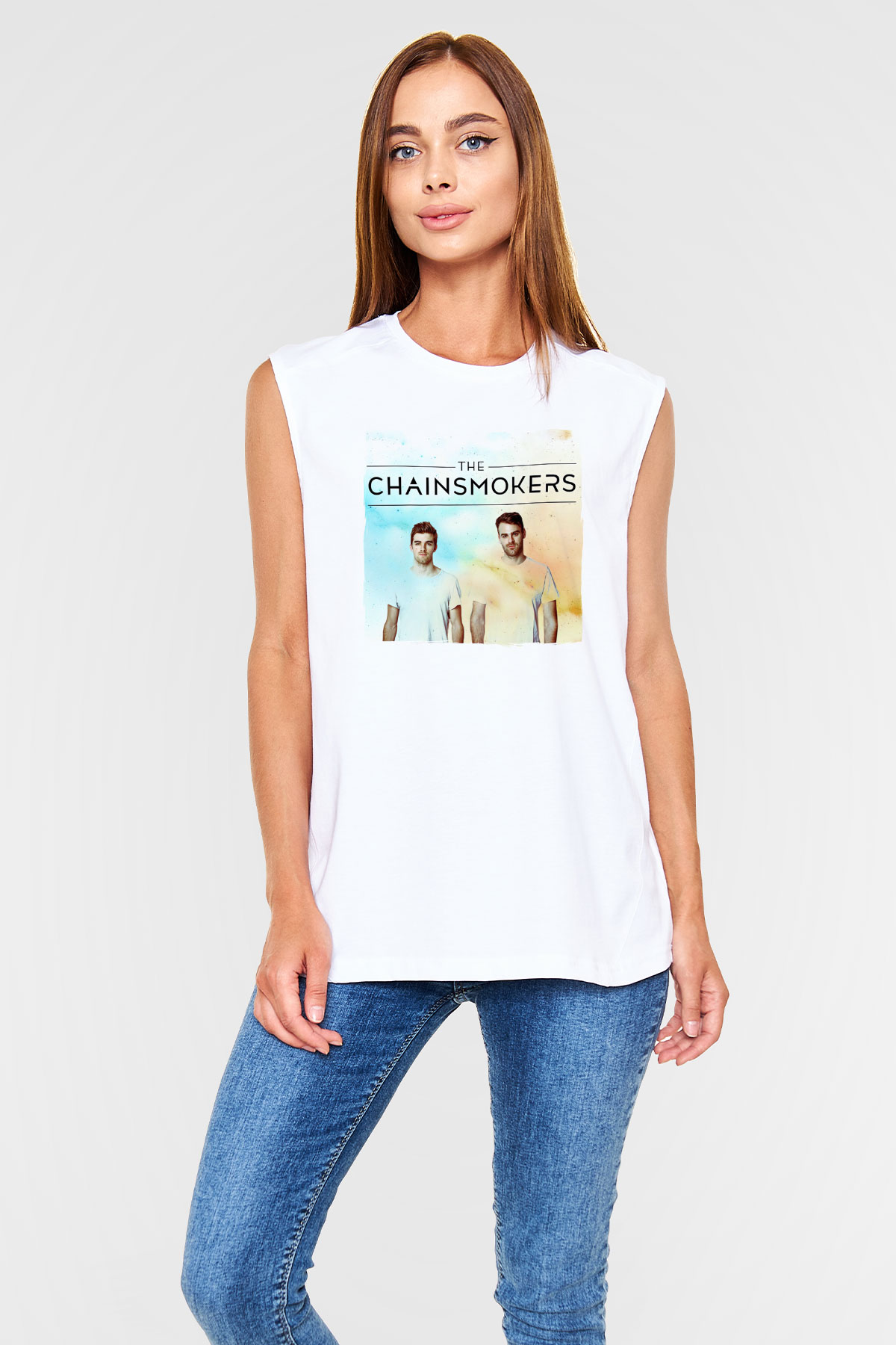 The Chainsmokers Beyaz Unisex Kolsuz Tişört