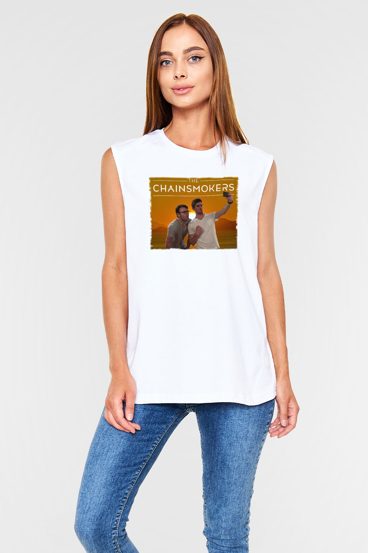 The Chainsmokers Beyaz Unisex Kolsuz Tişört