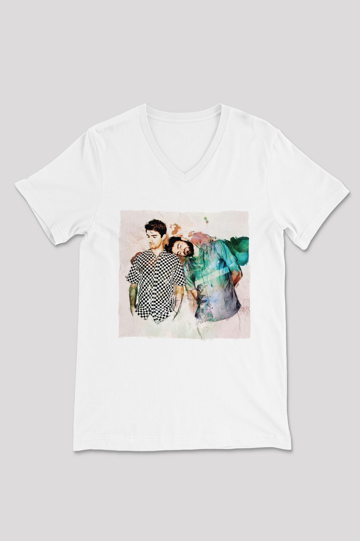 The Chainsmokers Beyaz Unisex V Yaka Tişört