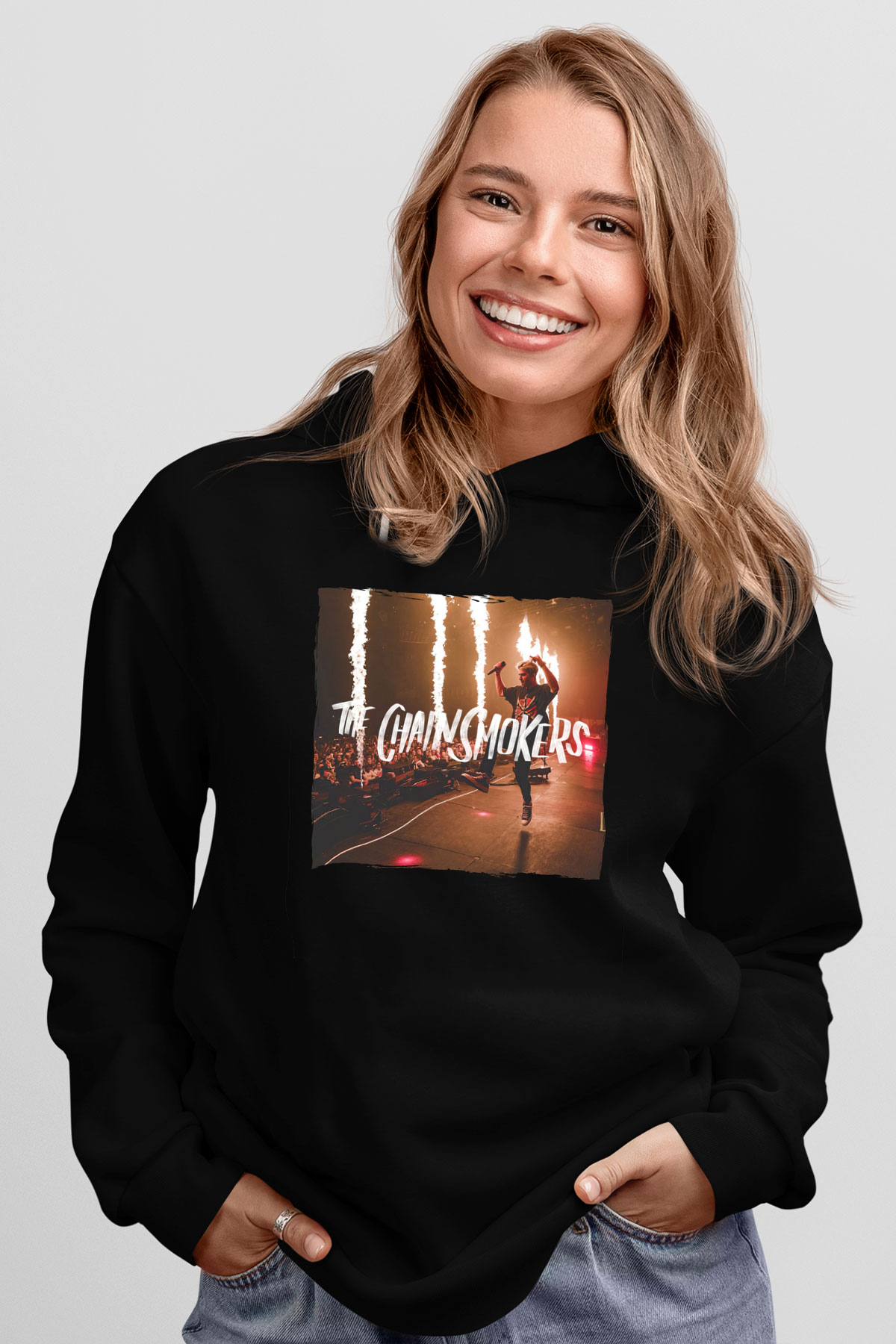 The Chainsmokers Siyah Unisex Kapüşonlu Sweatshirt