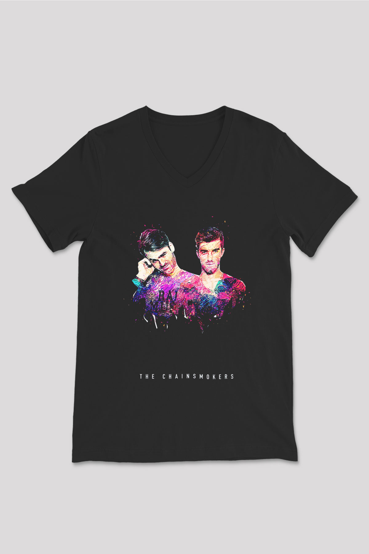 The Chainsmokers Siyah Unisex V Yaka Tişört