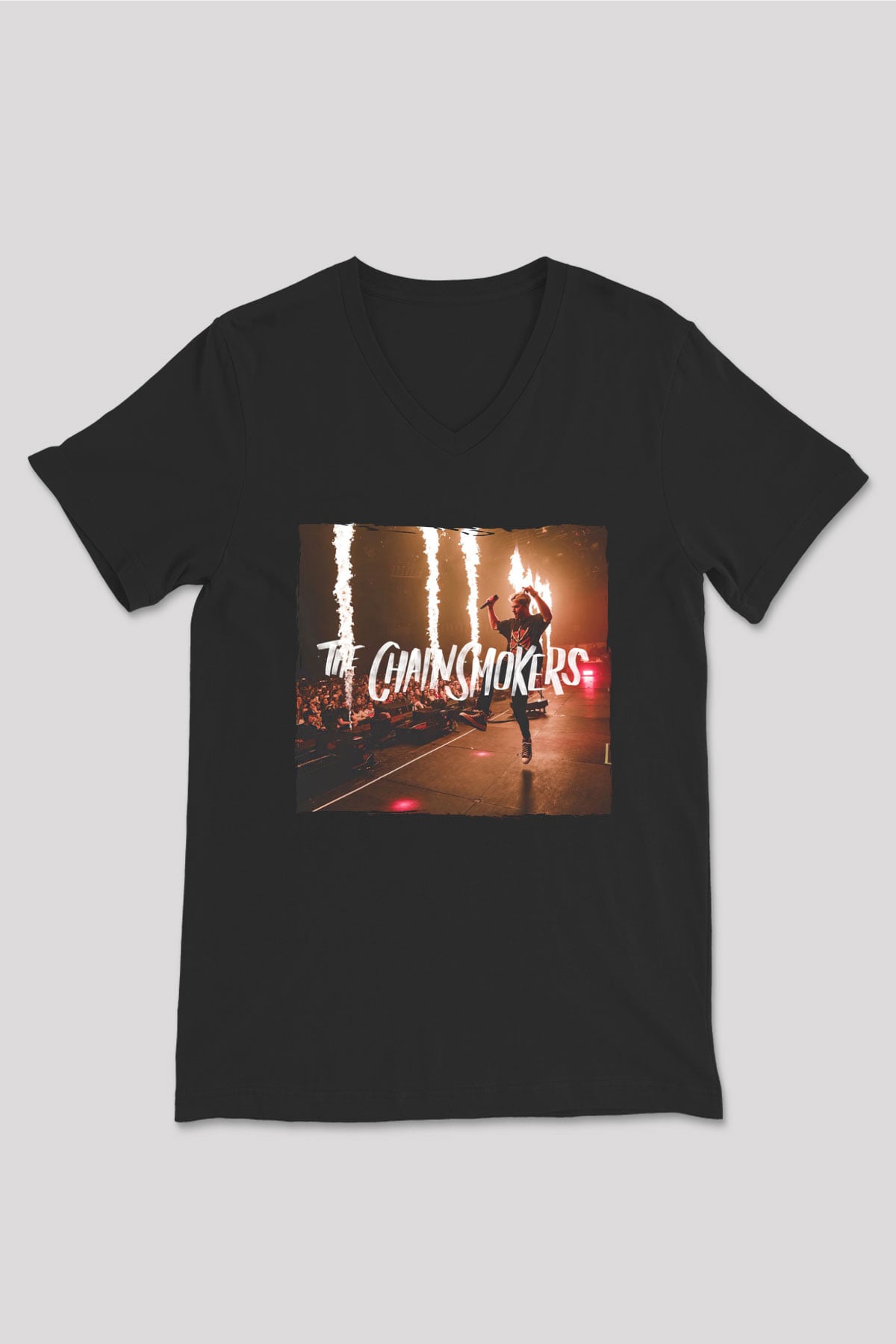 The Chainsmokers Siyah Unisex V Yaka Tişört