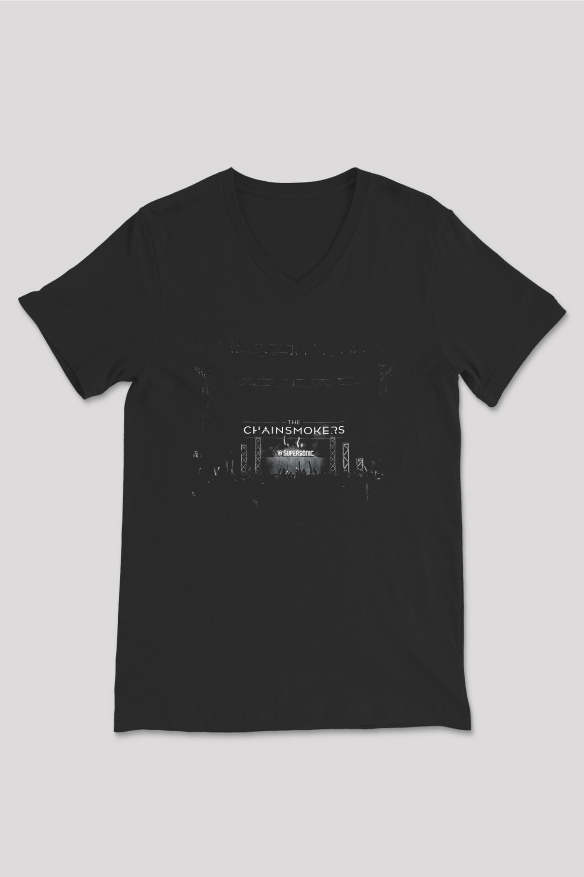 The Chainsmokers Siyah Unisex V Yaka Tişört