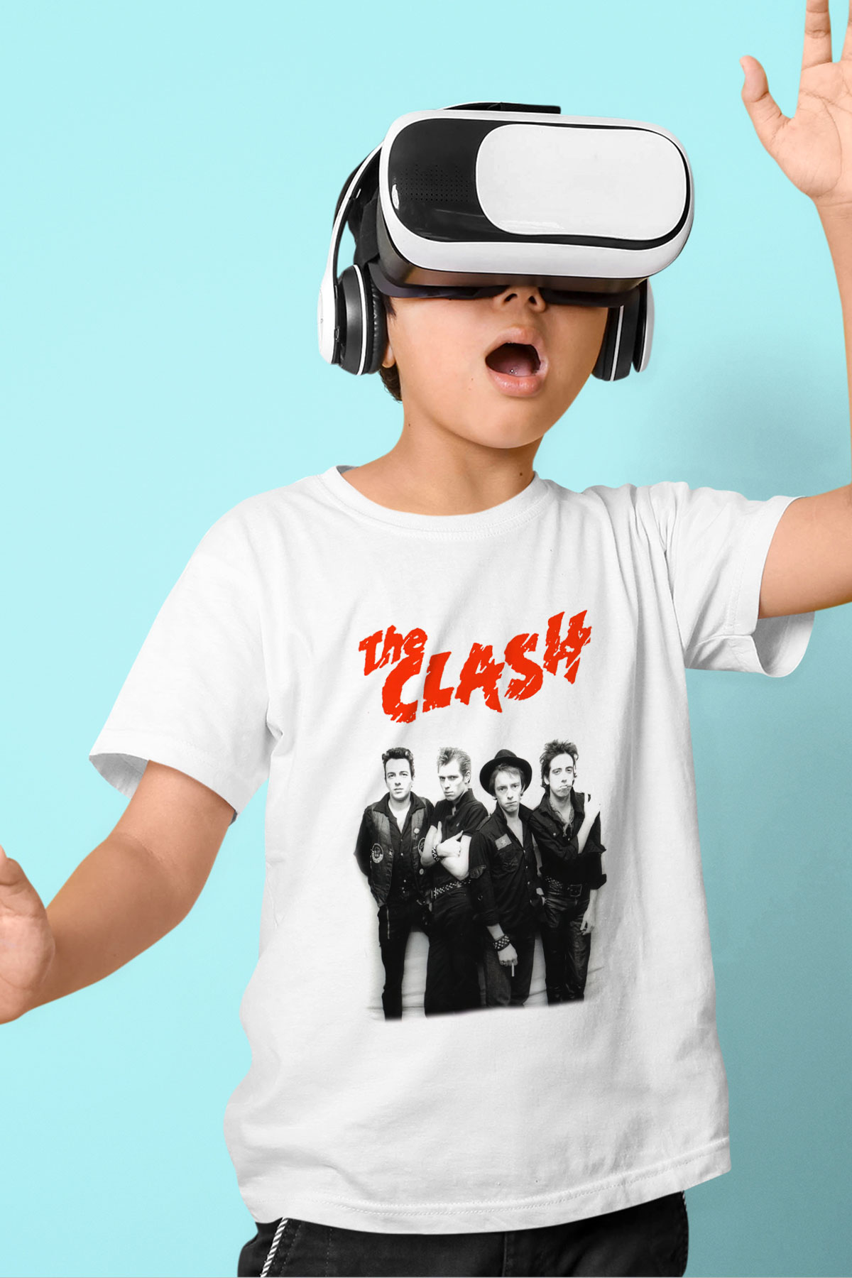 The Clash Baskılı Beyaz Unisex Çocuk Tişört