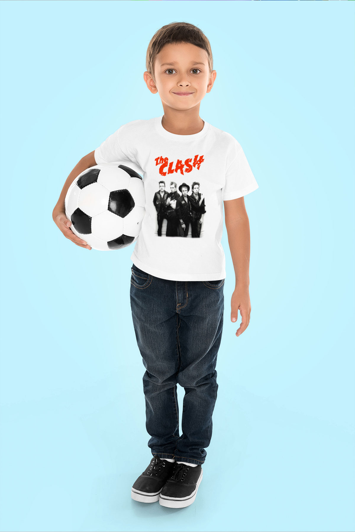 The Clash Baskılı Beyaz Unisex Çocuk Tişört