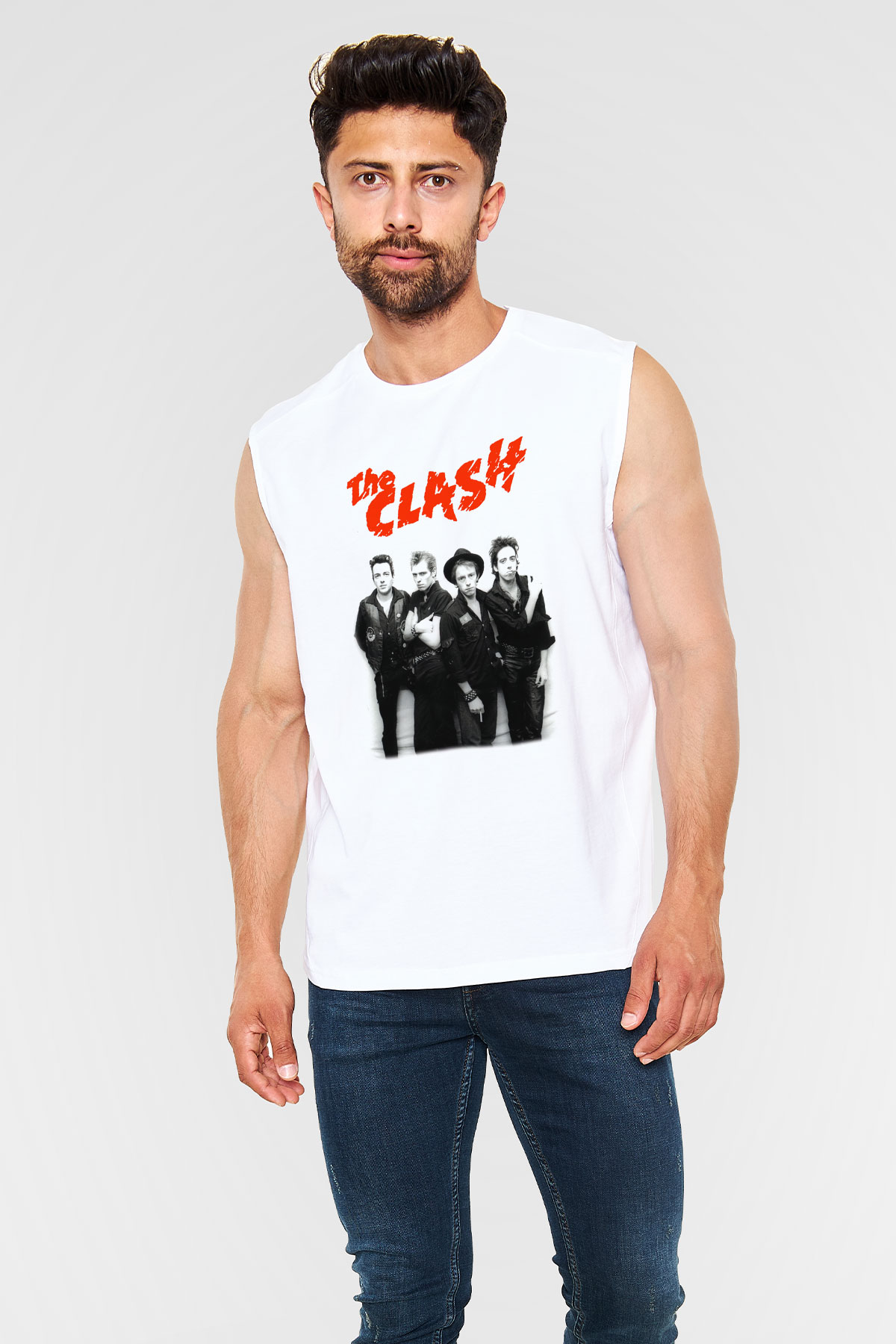 The Clash Beyaz Unisex Kolsuz Tişört