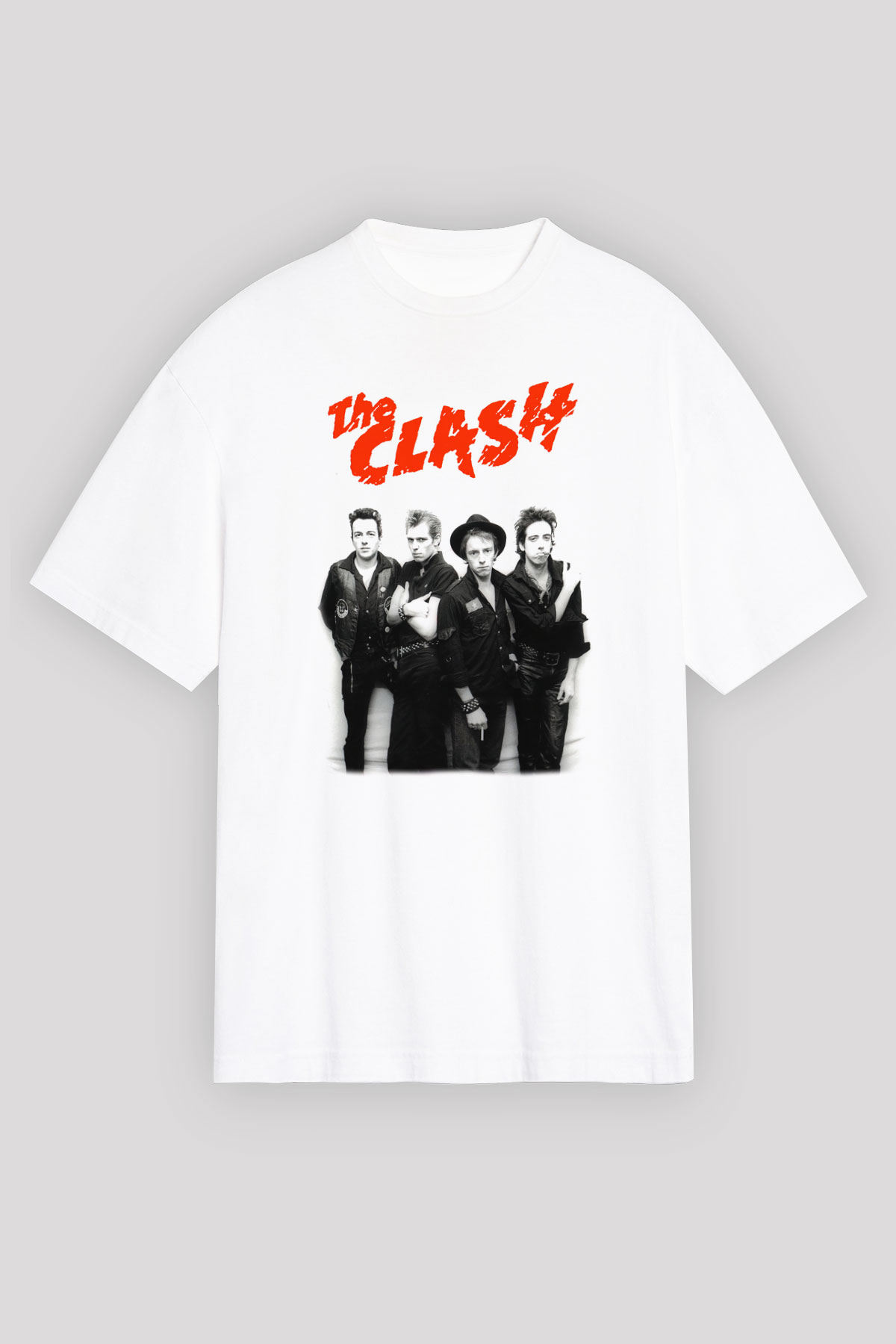 The Clash Beyaz Unisex Oversize Tişört T-Shirt