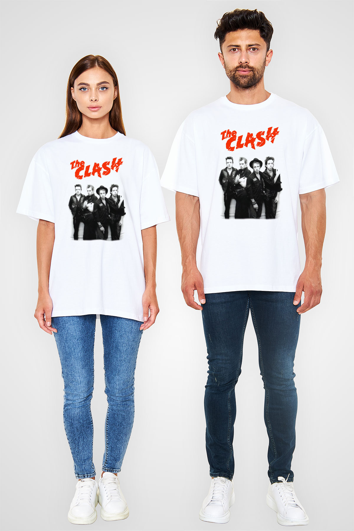 The Clash Beyaz Unisex Oversize Tişört T-Shirt