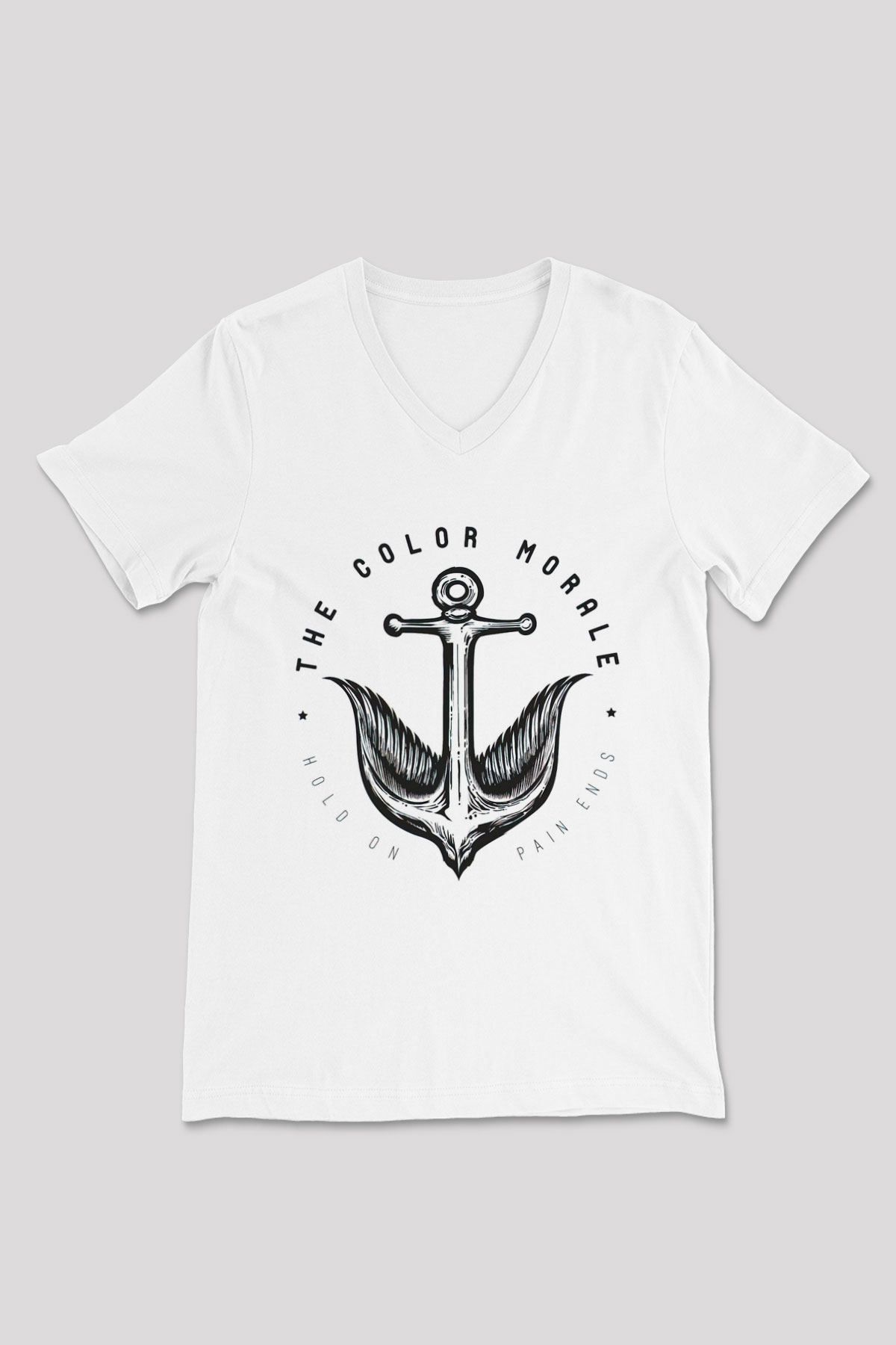 The Color Morale Beyaz Unisex V Yaka Tişört