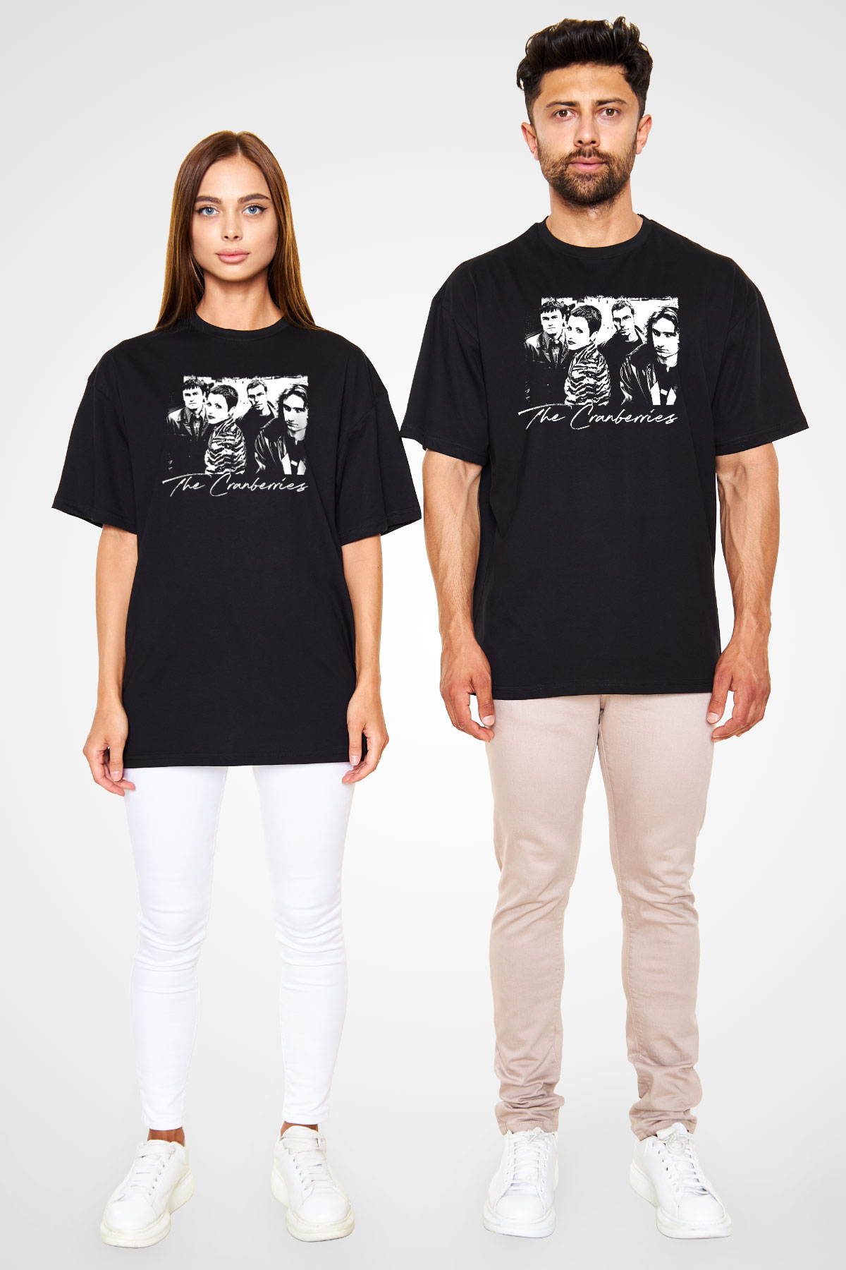 The Cranberries Baskılı Unisex Siyah Oversize Tişört - Tshirt