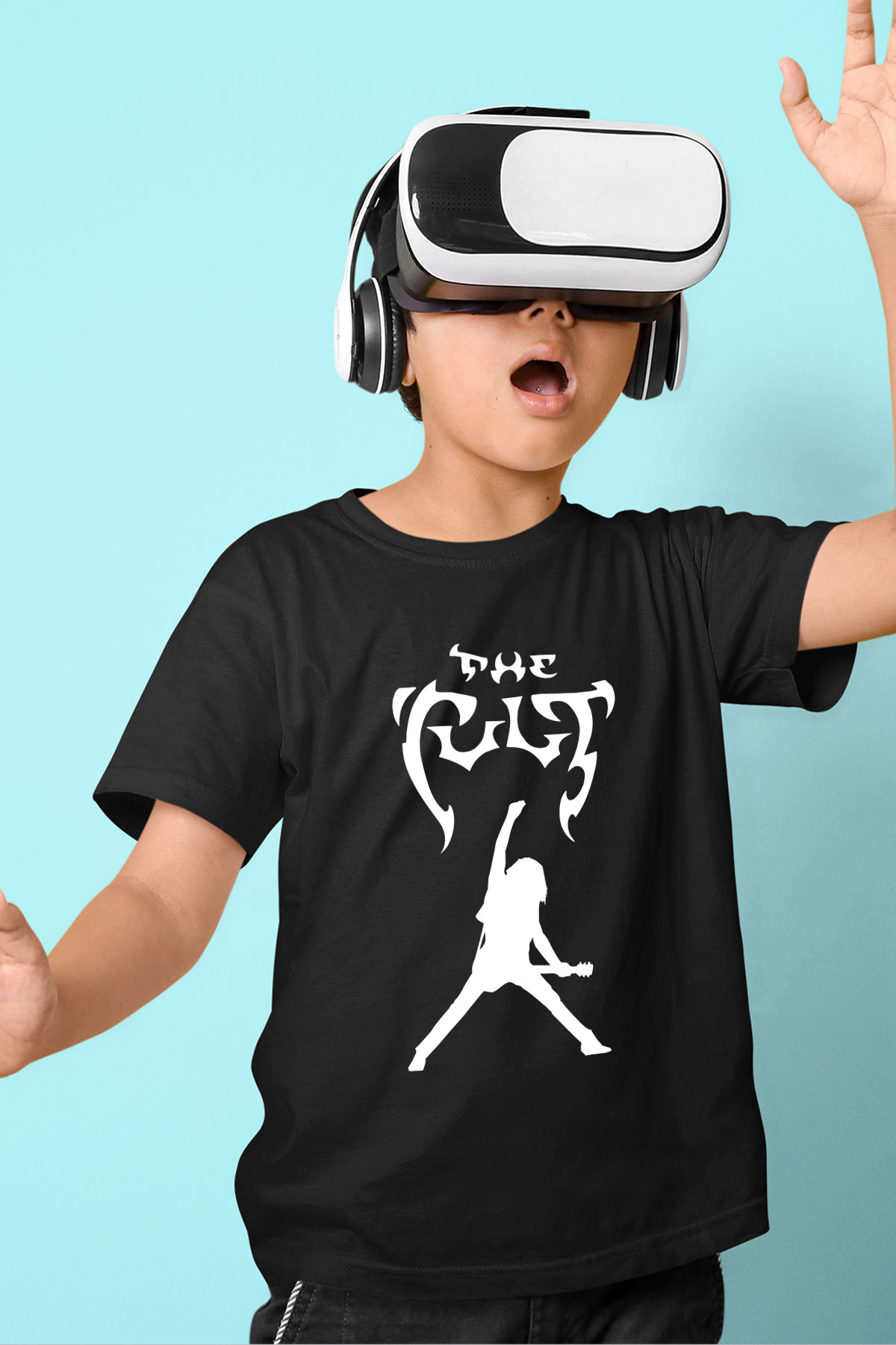 The Cult Baskılı Unisex Siyah Çocuk Tişört - Tshirt