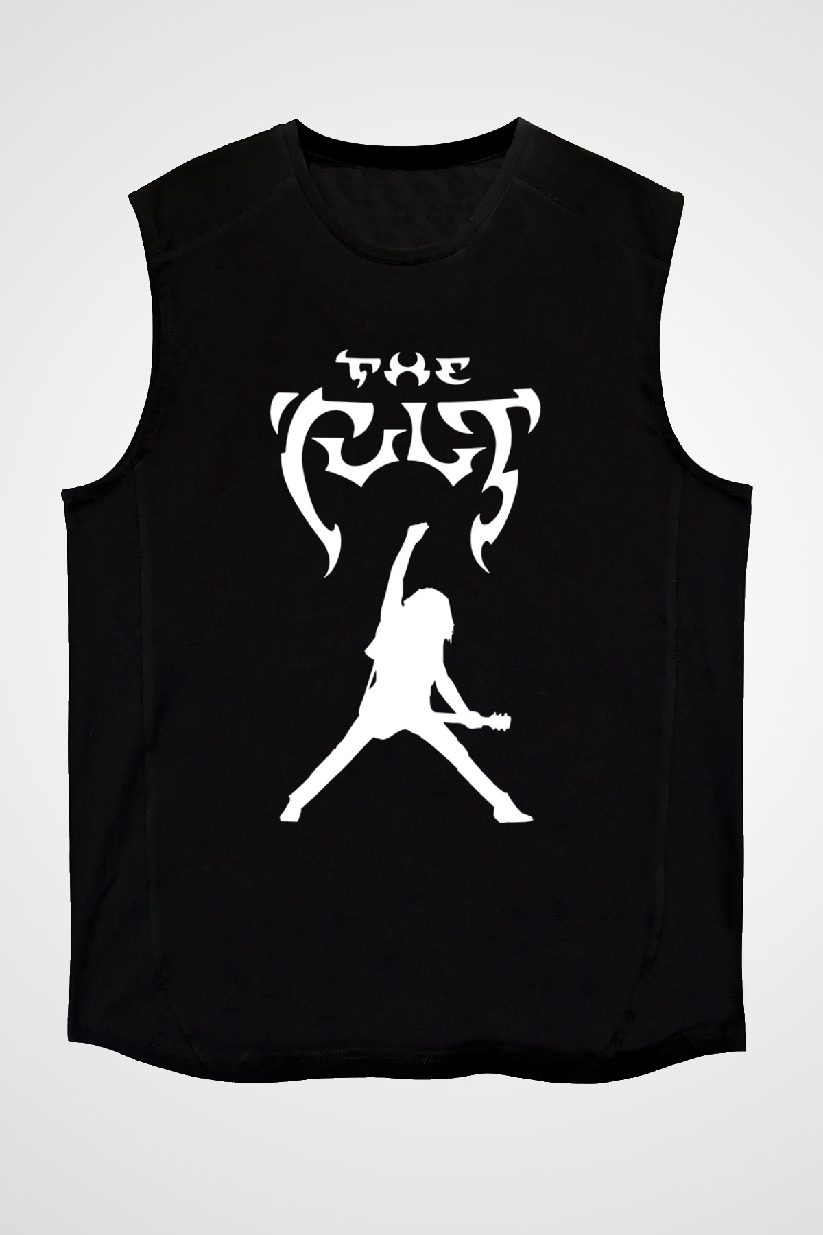 The Cult Baskılı Unisex Siyah Kolsuz Tişört - Tshirt